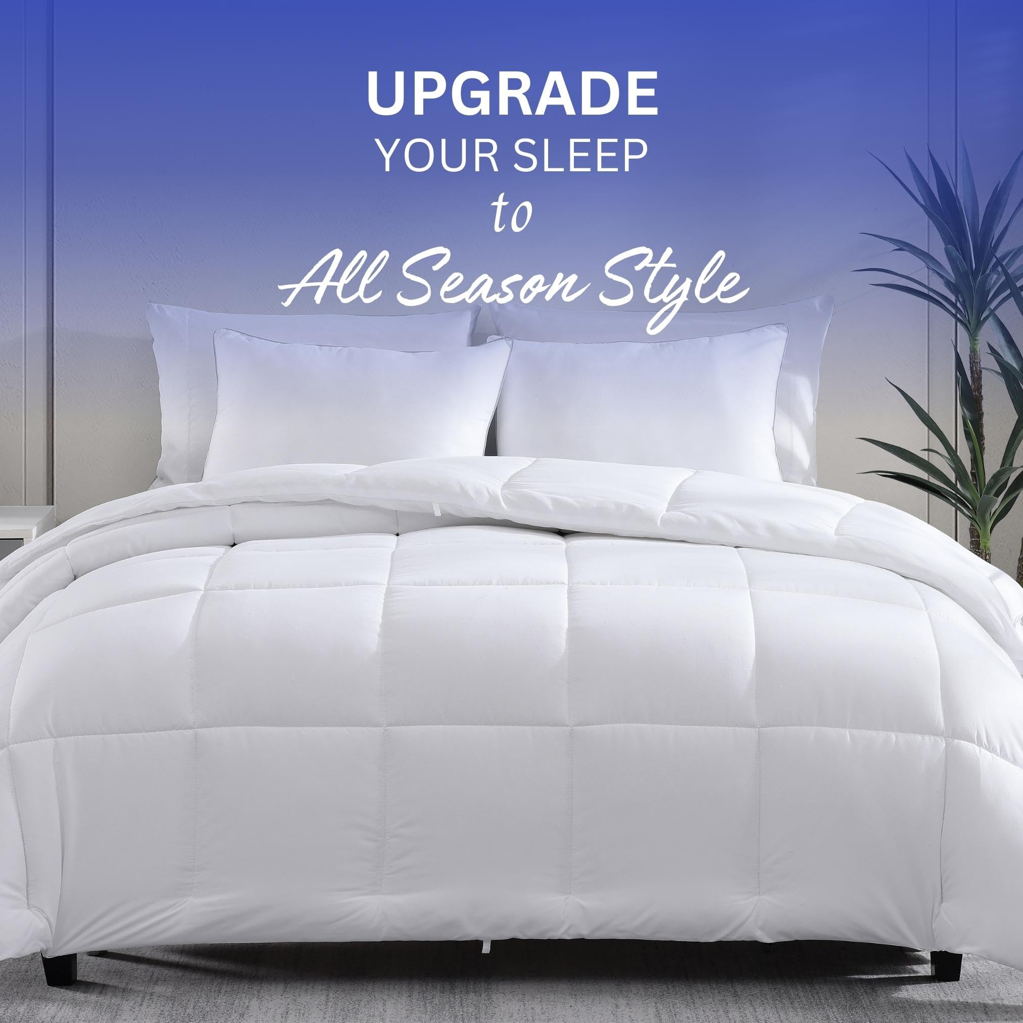 Comforter King Size Goose Down Alternative Microfiber Quilted Solid Comforter/Duvet Insert - Ultra Soft Hypoallergenic Bedding - Medium Warmth for All Seasons King Comforter - White