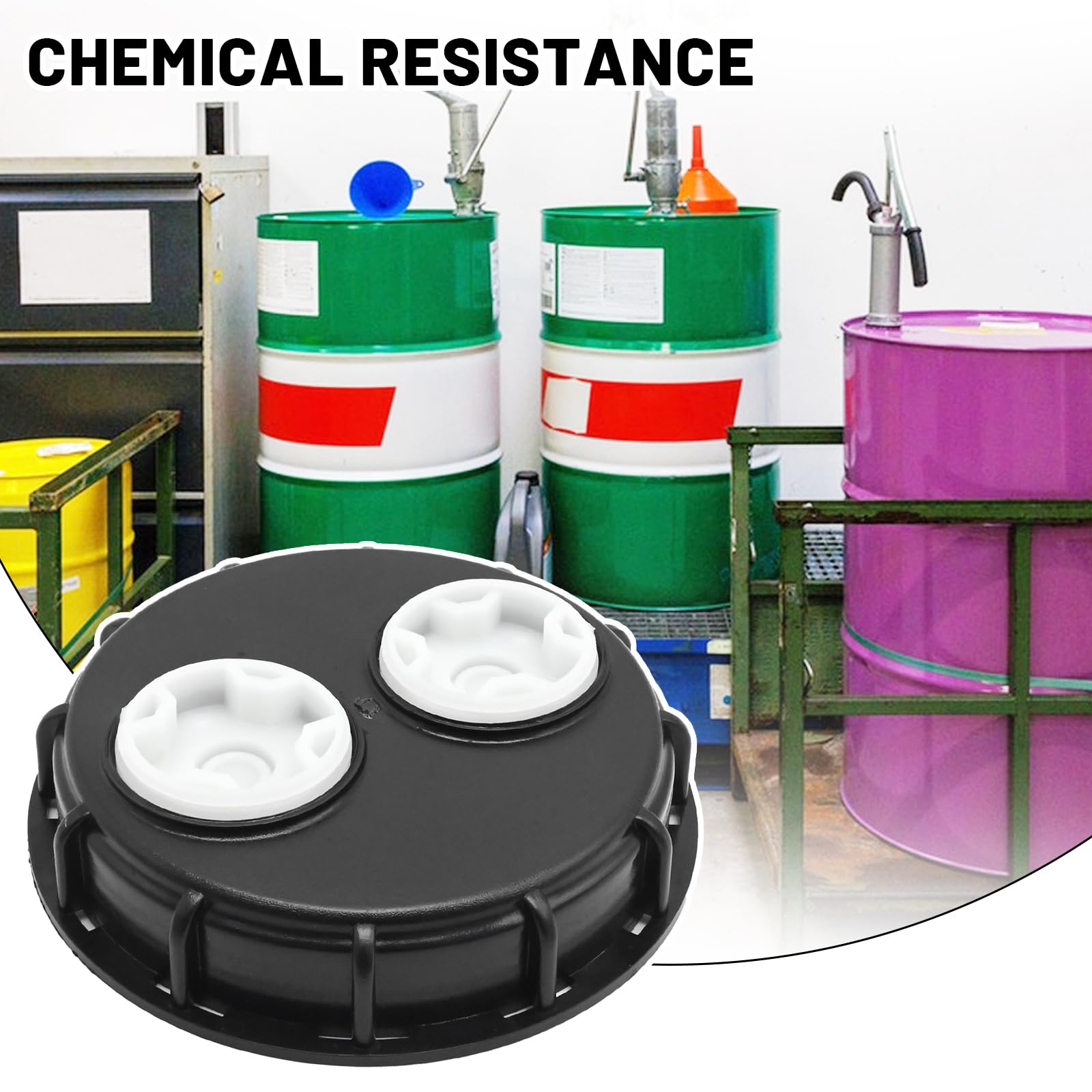 ZUDKSUY 6.5 Inch IBC Tote Tank Lids Cover with 2 Plug Fine Thread, Chemical Resistance IBC Tank Cover for Chemical and Other Industries Storage Tank