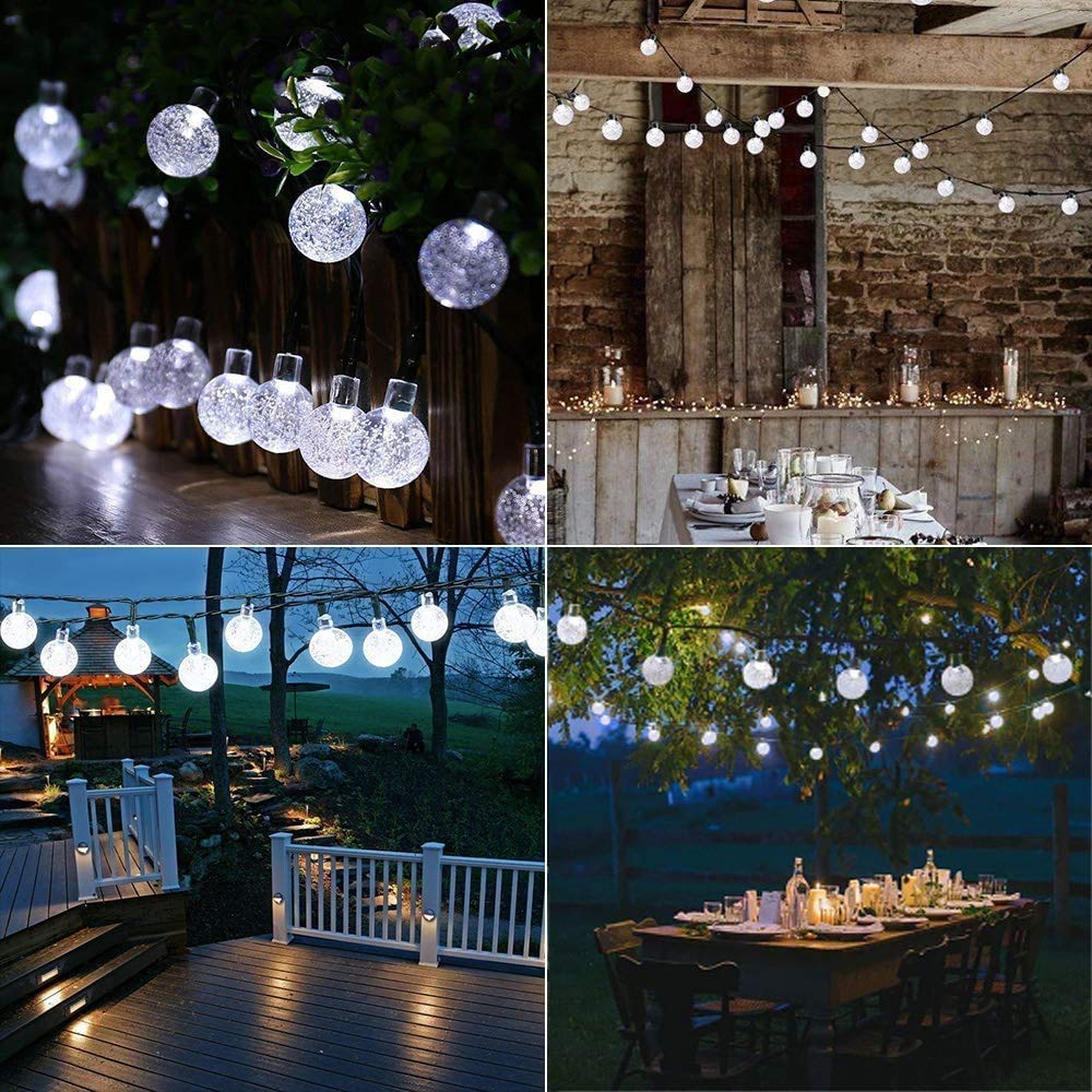 LYHOPE Solar String Lights Outdoor, 2 Pack Total 71ft 120 LED Solar Patio Lights Waterproof, 8 Modes Solar Outdoor Lights Globe Lights for Garden Yard Patio Gazebo Decorations (Cool White)