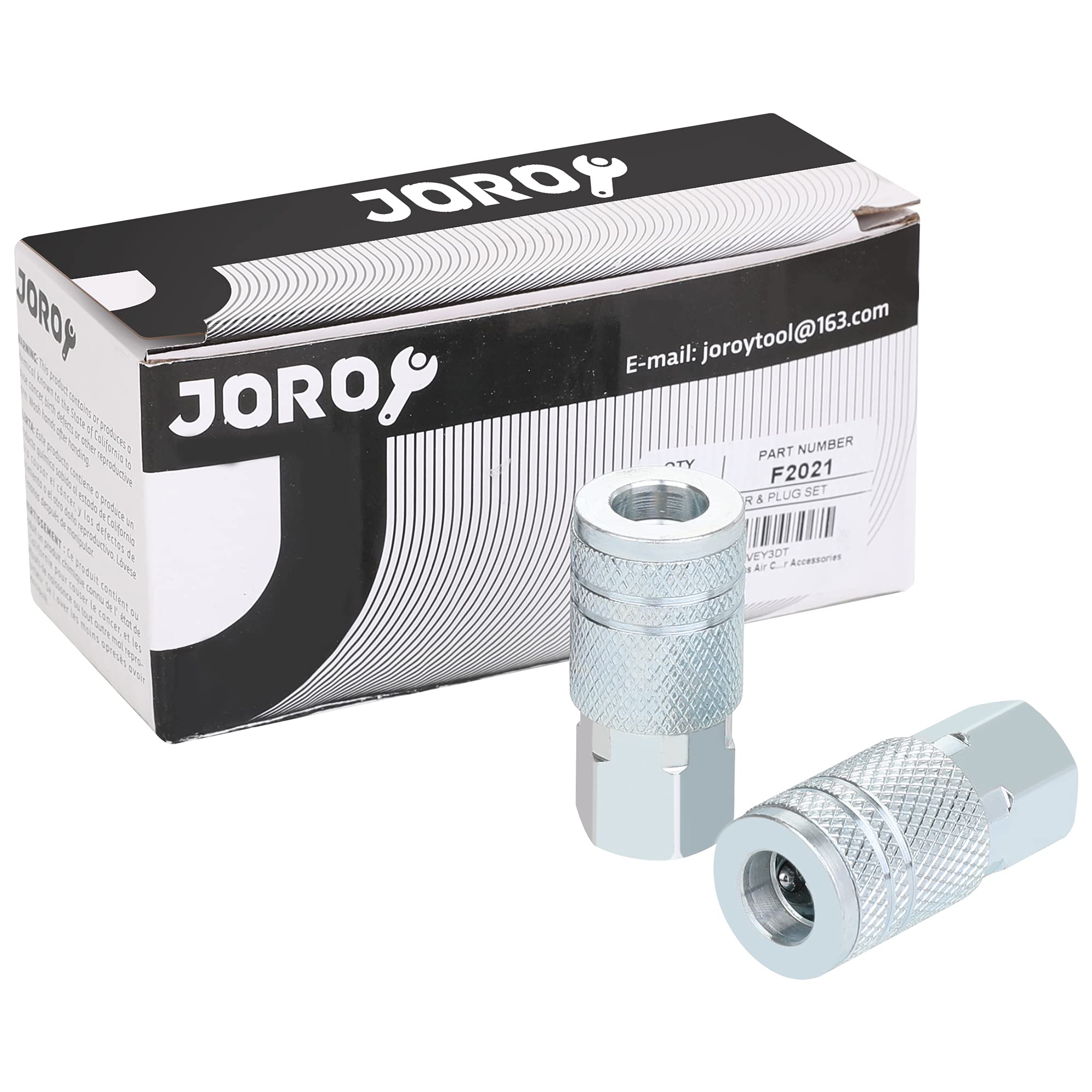 JOROY 1/4 Air Hose Fittings, Industrial M-Type Coupler, 1/4 Inch Flow Size, 1/4 Inch Female Threads Size, Steel Material, 300PSI, 10 Pieces Air Compressor Accessories Set