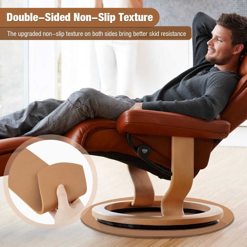 Blosail Round Rubber Furniture Pad – Non-Skid Recliner Floor Protector for Hardwood & Tile, Cuttable Rubber Mat for Swivel Chairs, Recliners & More, Anti-Scratch Gripper, Brown, Pack of 1
