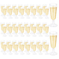 50 Pcs Plastic Champagne Flutes, Disposable Clear Champagne Glasses, 5oz Plastic Wine Glasses, Assemble Plastic Champagne Cups for Party Wedding Cocktail Cups (50 Pcs Clear)