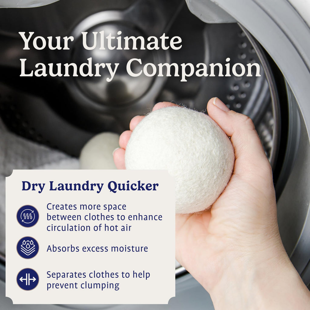 Handy Laundry Sheep Wool Dryer Balls Pack of 6 Premium 100% Natural XL Fabric Softener Reusable, Saves Drying Time