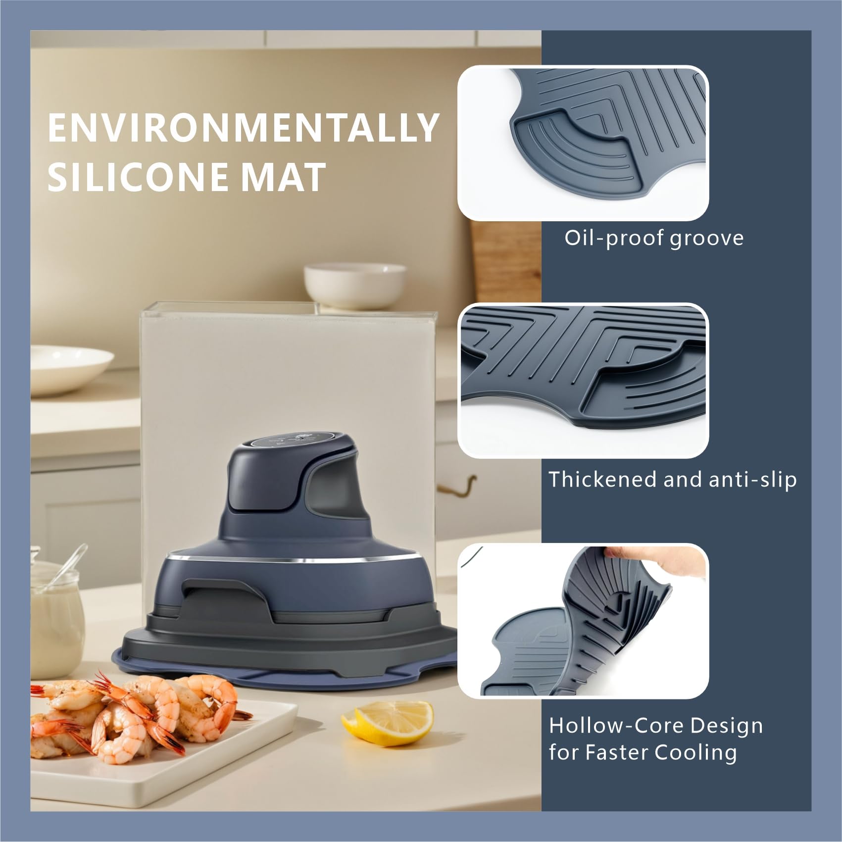 Silicone Heat Resistant mat for Ninja Crispi Air Fryer,Heat-Insulating Accessories Compatible with Ninja crispi FN101 containers,Kitchen Air Fryer Trivet (Cyberspace)