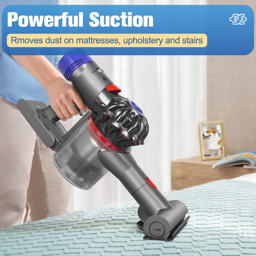 FUNTECK Mini Motorized Brush Tool Compatible with Dyson V7 V8 V10 V11 V15 Vacuum Cleaner, Ideal for Cleaning Mattresses Upholstery and Stairs