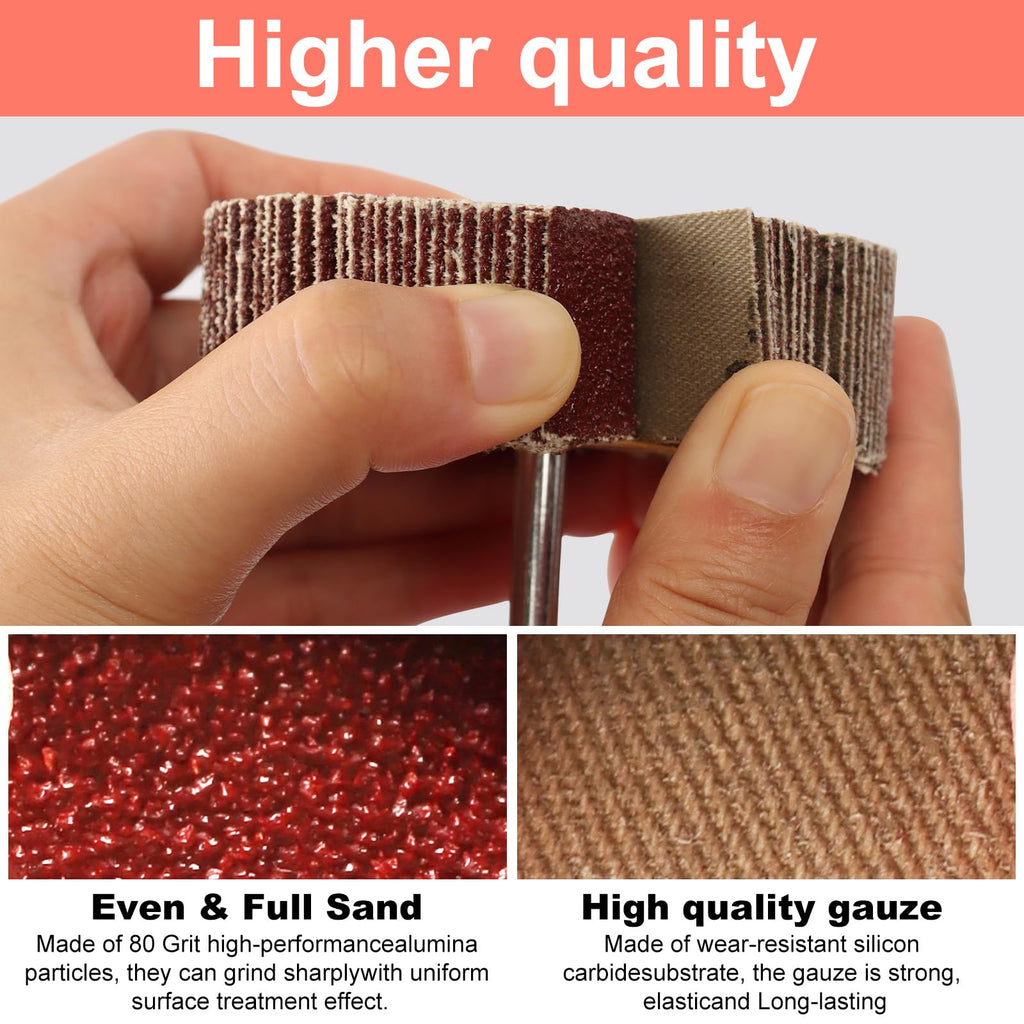 AOKLIT 20 Pcs 5 Sizes 60/80/120/240 Grits Abrasive Flap Wheel Sander, Aluminum Oxide Sanding Flap Wheel for Removing Rust and Polishing, 1/4 in Shank