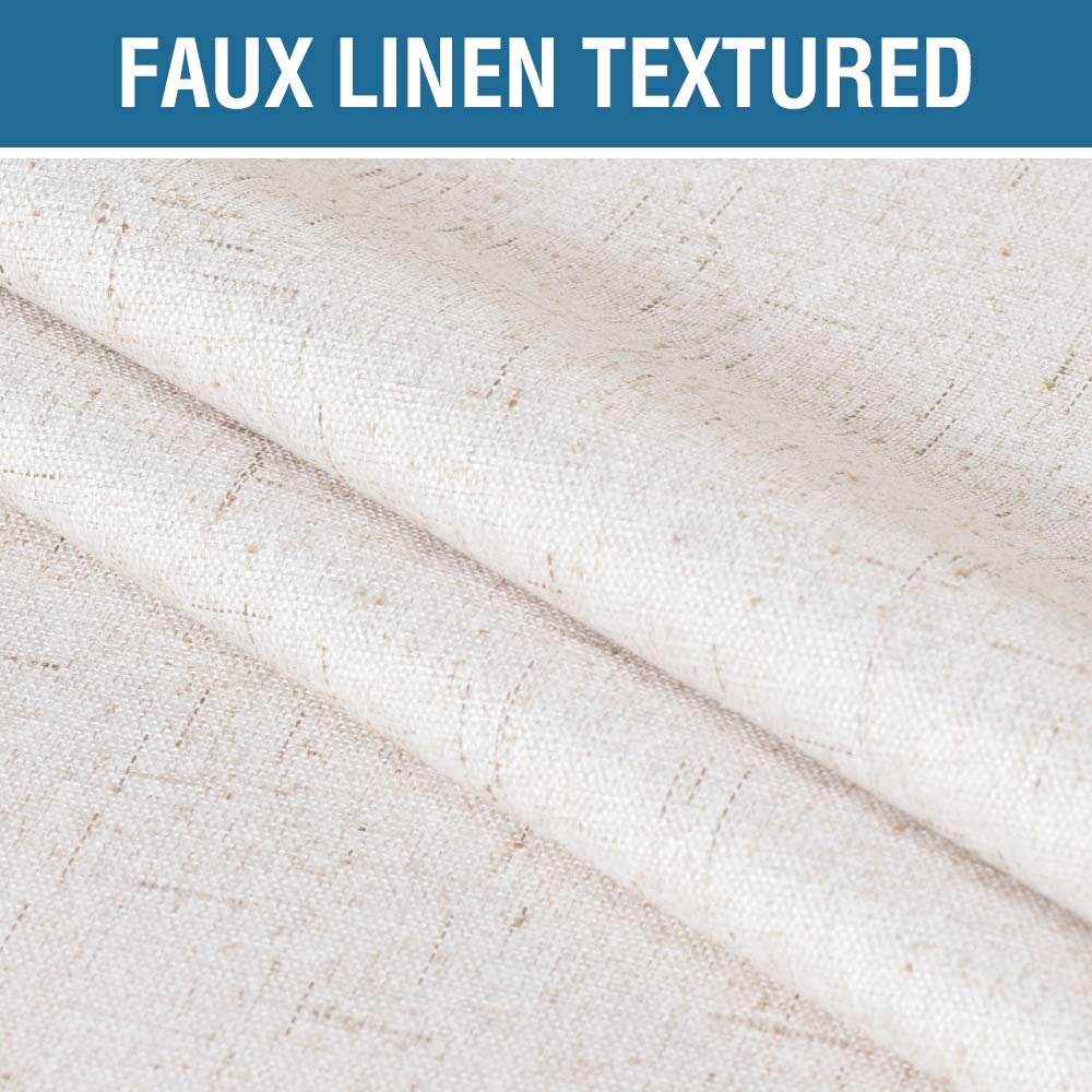 H.VERSAILTEX 100% Blackout Curtains Linen Textured Blackout Curtains for Bedroom Full Light Blocking Thermal Insulated Curtain Panels 84 Inches Long Energy Saving with White Liner, 2 Panels, Ivory