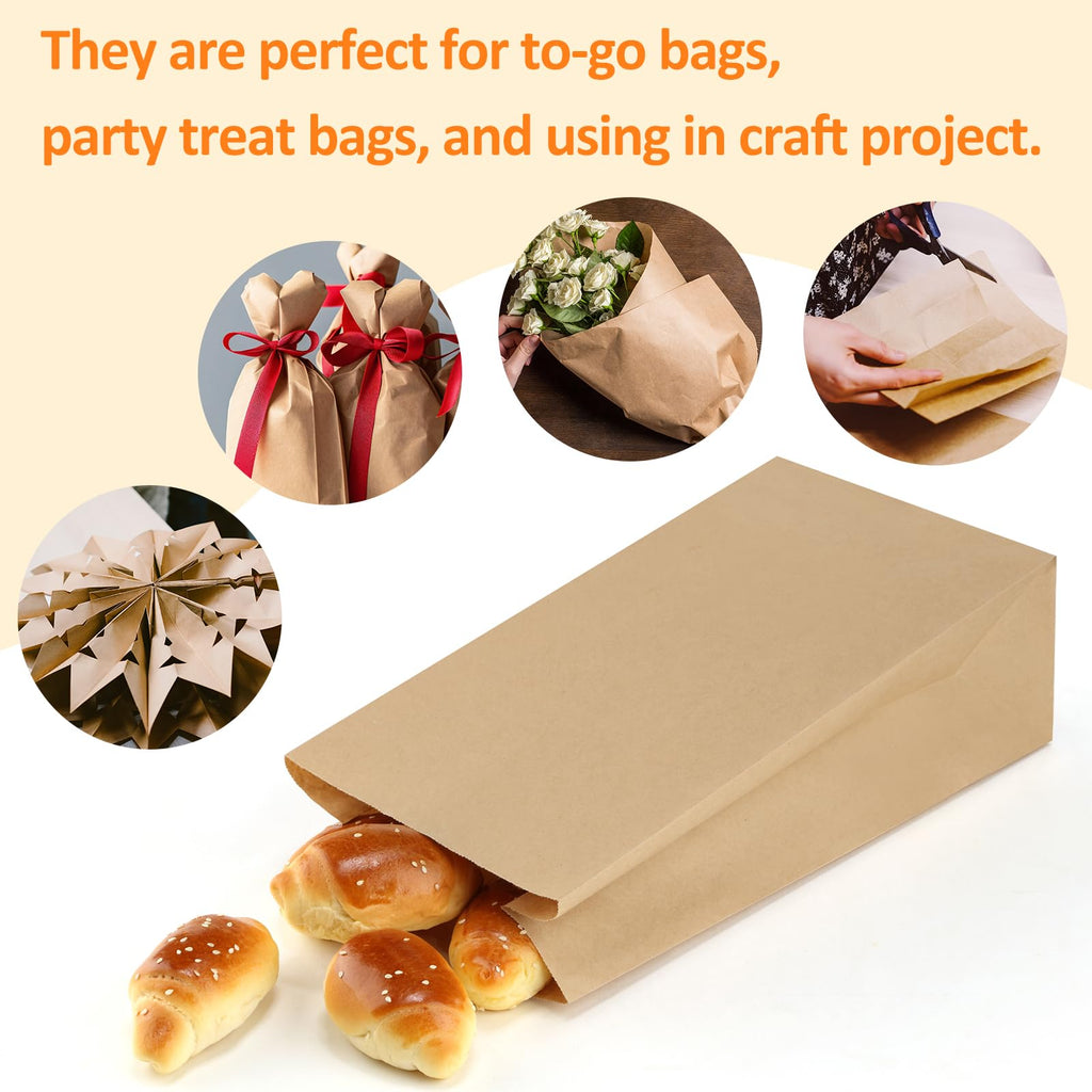 BagDream Paper Lunch Bags 4lb 100Pcs Snack Bags, Craft Bags, Bread Bags, Sack Lunch Bags Bulk 5x2.95x9.45 Inches Recycled Brown Paper Bags
