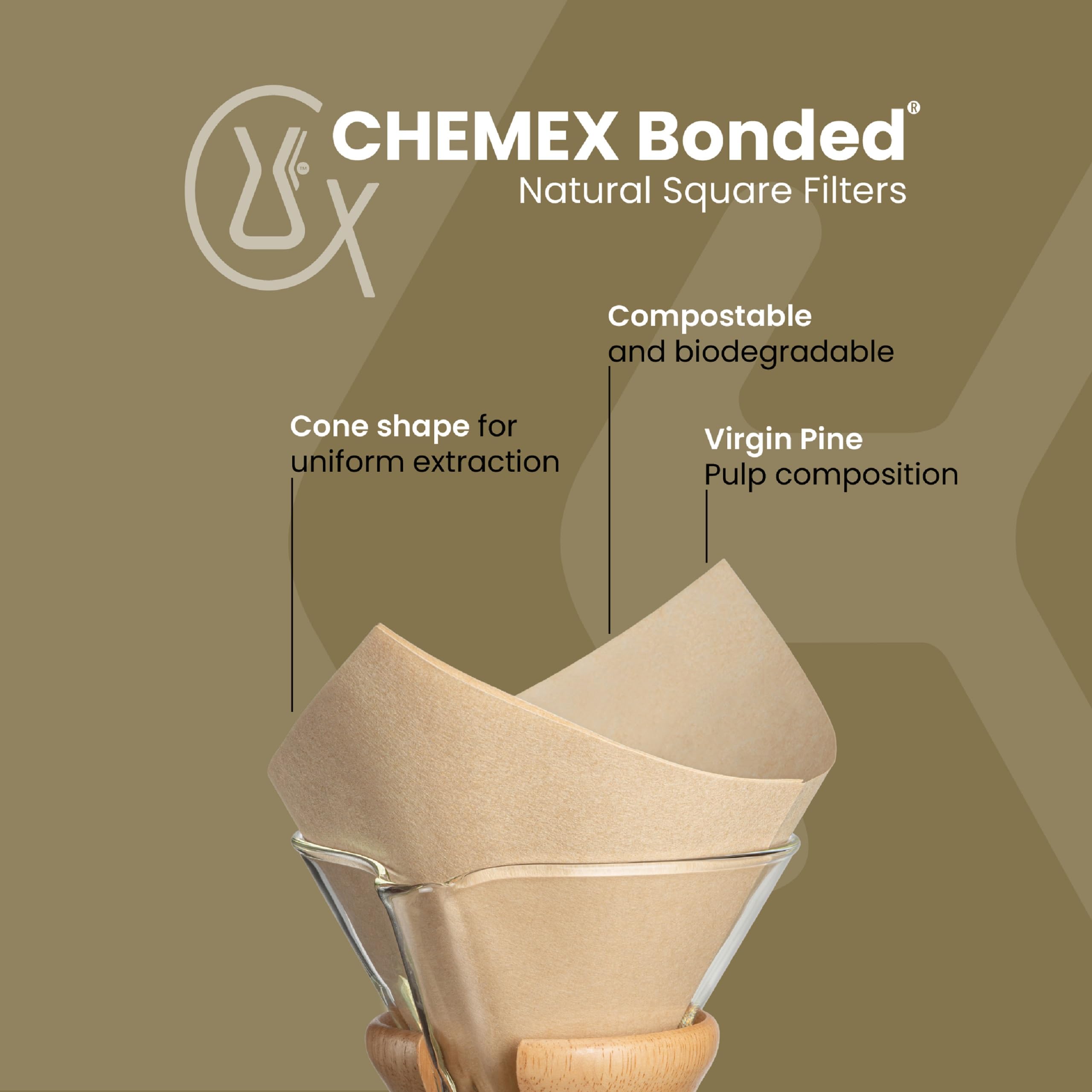 Chemex FSU-100 Bonded Coffee Filter Natural, One Size