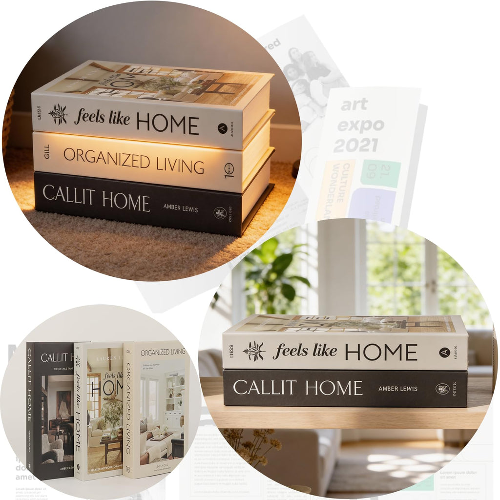 3 pcs Fashion Decorative Books Set for Home Decor,Aesthetic Fake Books for Decoration,Modern Faux Books,Perfect for Coffee Tables,Bookshelves,Room Accents,Entryway,Mantle,Nightstand,Display Props