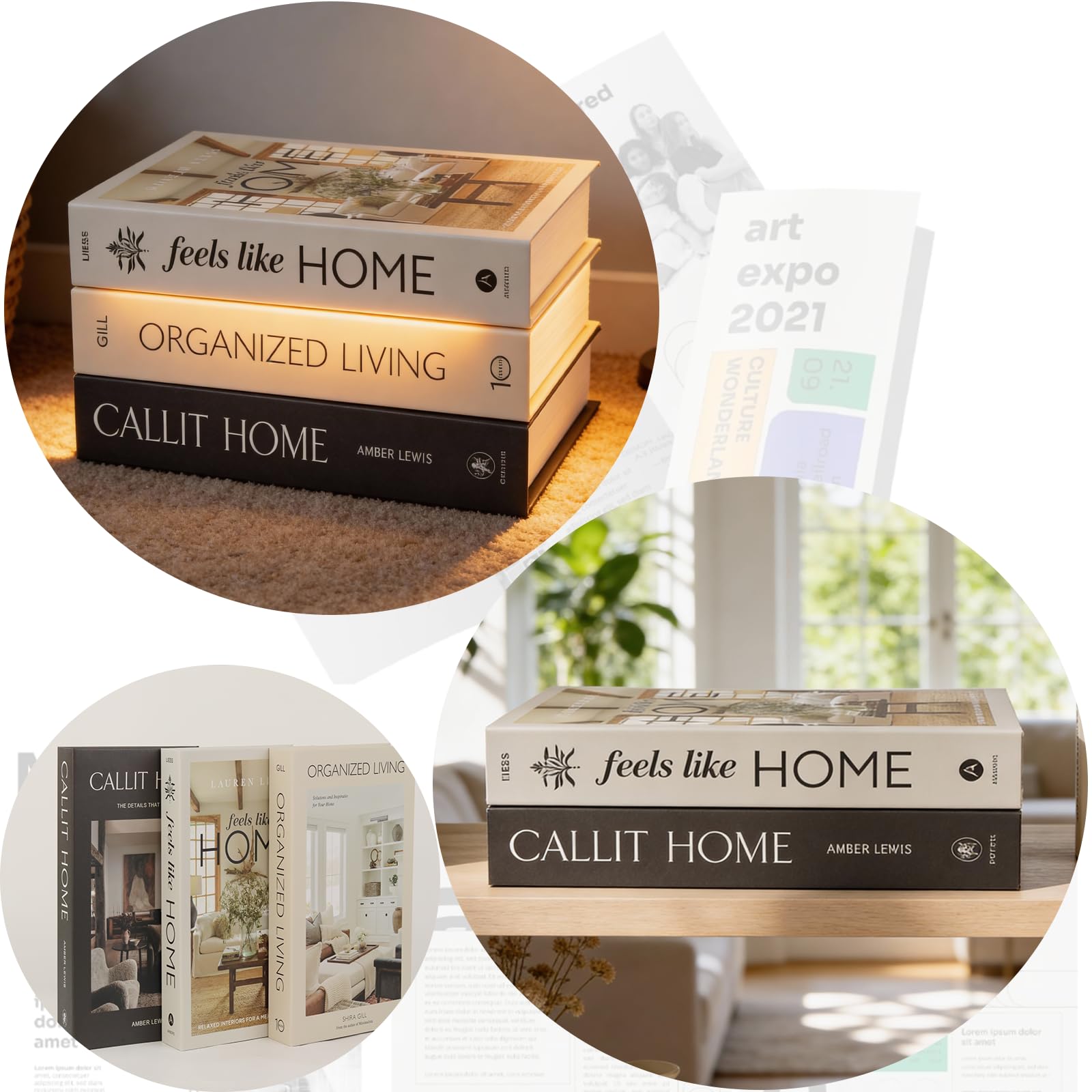 3 pcs Fashion Decorative Books Set for Home Decor,Aesthetic Fake Books for Decoration,Modern Faux Books,Perfect for Coffee Tables,Bookshelves,Room Accents,Entryway,Mantle,Nightstand,Display Props