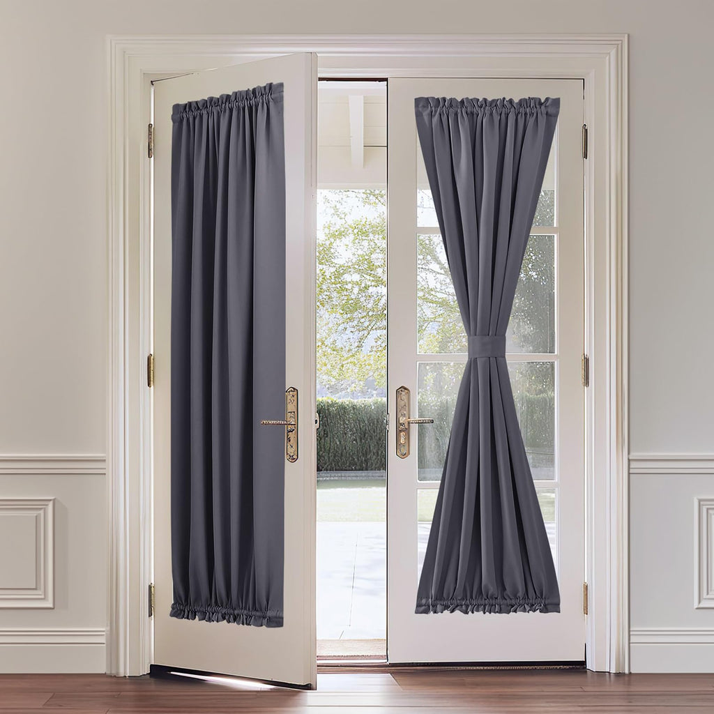 Ruiony French Door Curtain Rod Adjustable 18"-32", Wrap Around Cafe Curtain Rod 1/2" Diameter, Screwed Sash Rods for Door Window, Black, 2 Pack