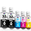 32XL Black Ink Bottle, 31 Ink Bottle Set Compatible Replacement for HP Smart Tank 6001 5101 7301 7602 5000 5103 7300 Ink Refill, 31 32XL Ink Bottles Set for Smart Tank Plus 651 551 All-in-One Printer