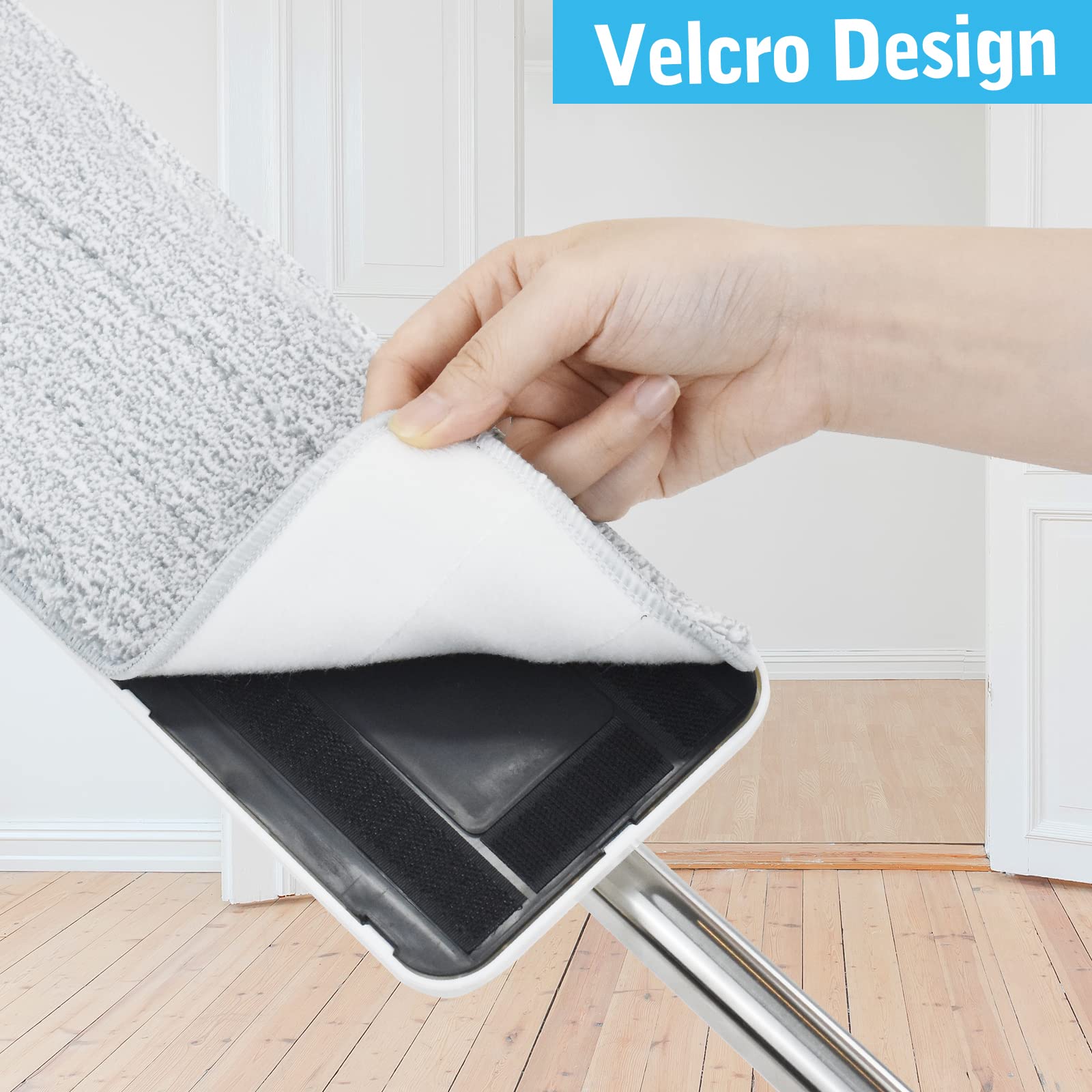 BOSHENG Flat Mop Pads, Mop Replacement Pads, Microfiber Mop Pads, Machine Washable Pads, Refill 3 Packs