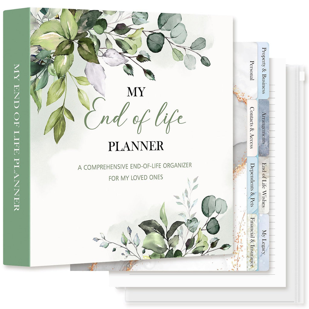 Lanpn End of Life Binder - 8.5x11, Final Wishes & Estate Document Folder with 8 Dividers & 10 Letter Size Binder Pockets, Death Planner Organizer, Before Death Life Plan When I Die Journal Book
