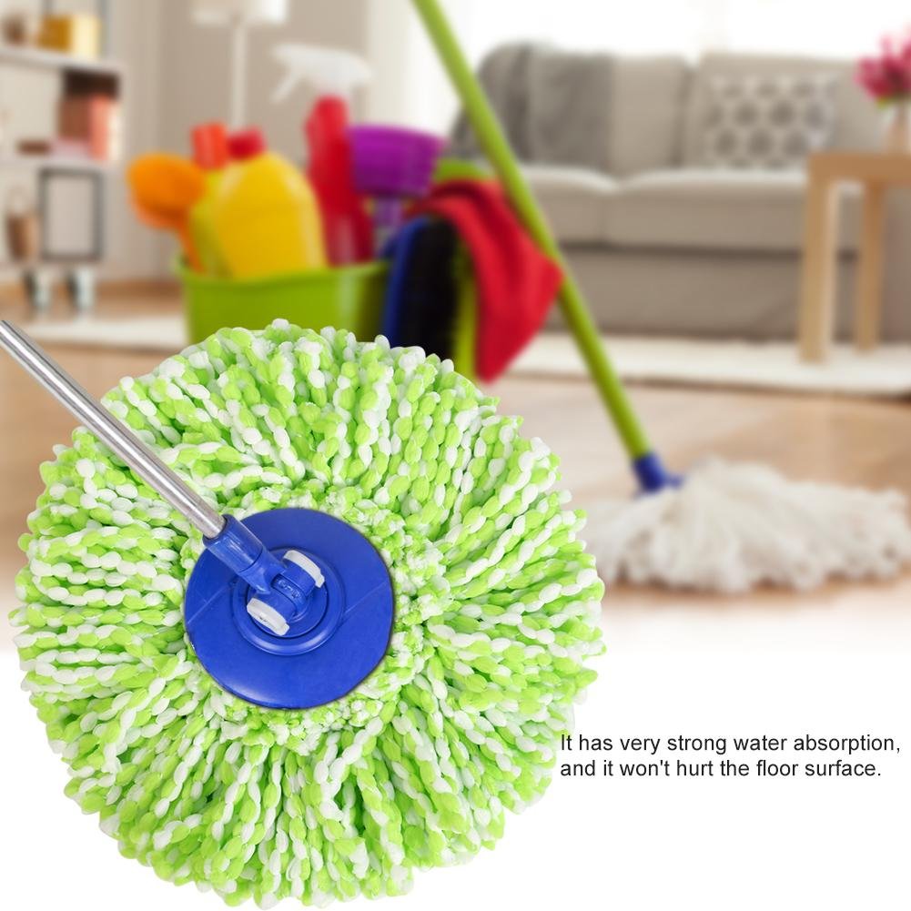 Spin Mop Head Refills Microfiber Round Spin Mop Head Replacement for Universal Spin Mop System for Home Commercial Use (Green White)