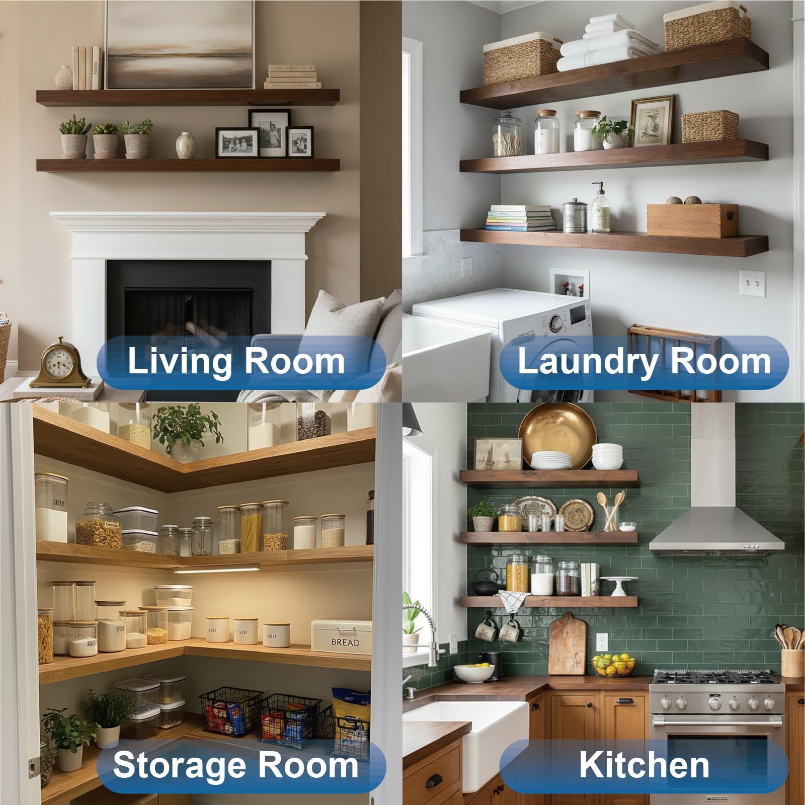 LEOPO 8 Pack-6 inch Floating Shelf Bracket, Hidden Brackets for Wood Shelf