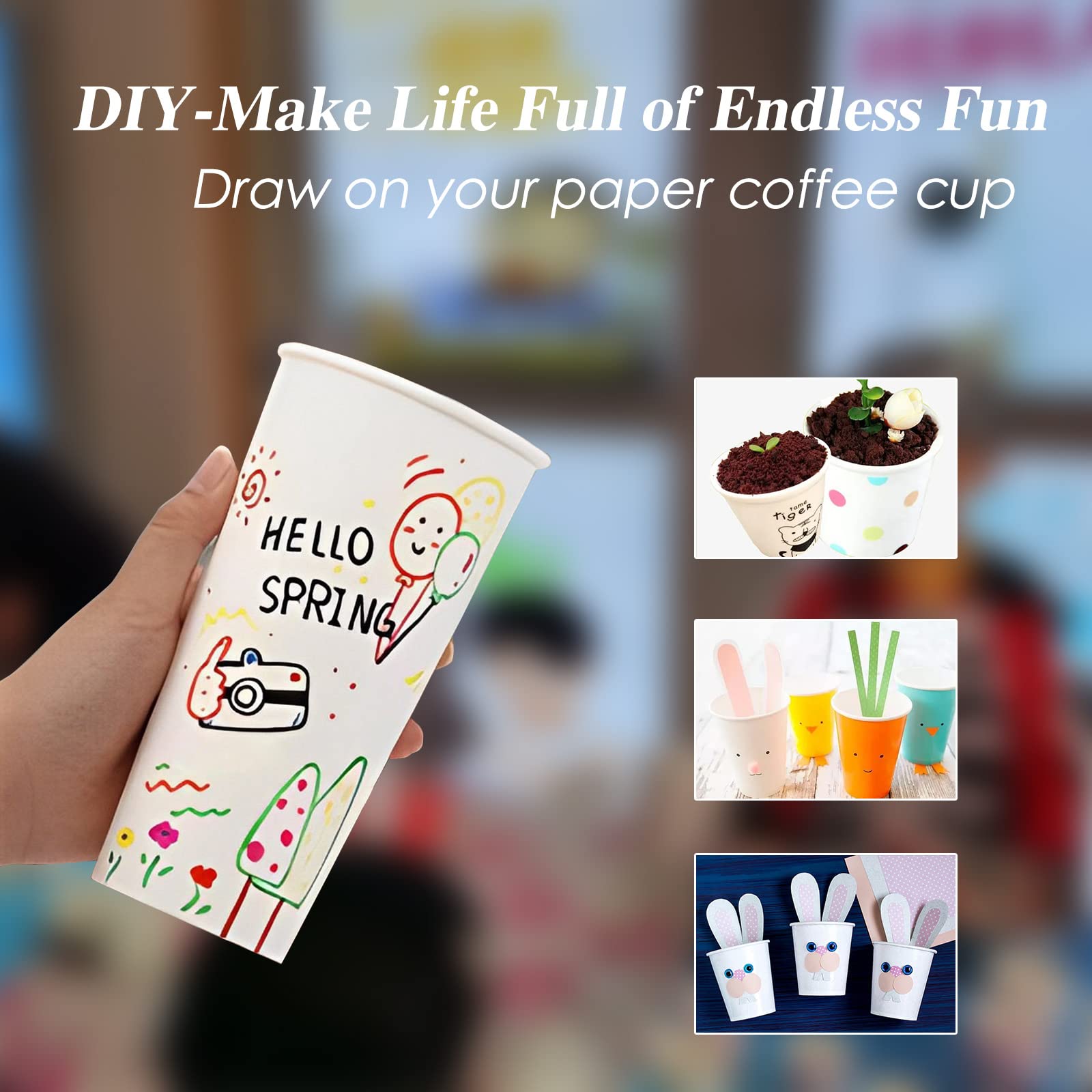 [300 Pack] Dbfengbilian Disposable Coffee Cups, Mini Bathroom Mouthwash Cups, Espresso, White Hot Small Coffee Paper Cups (4oz)