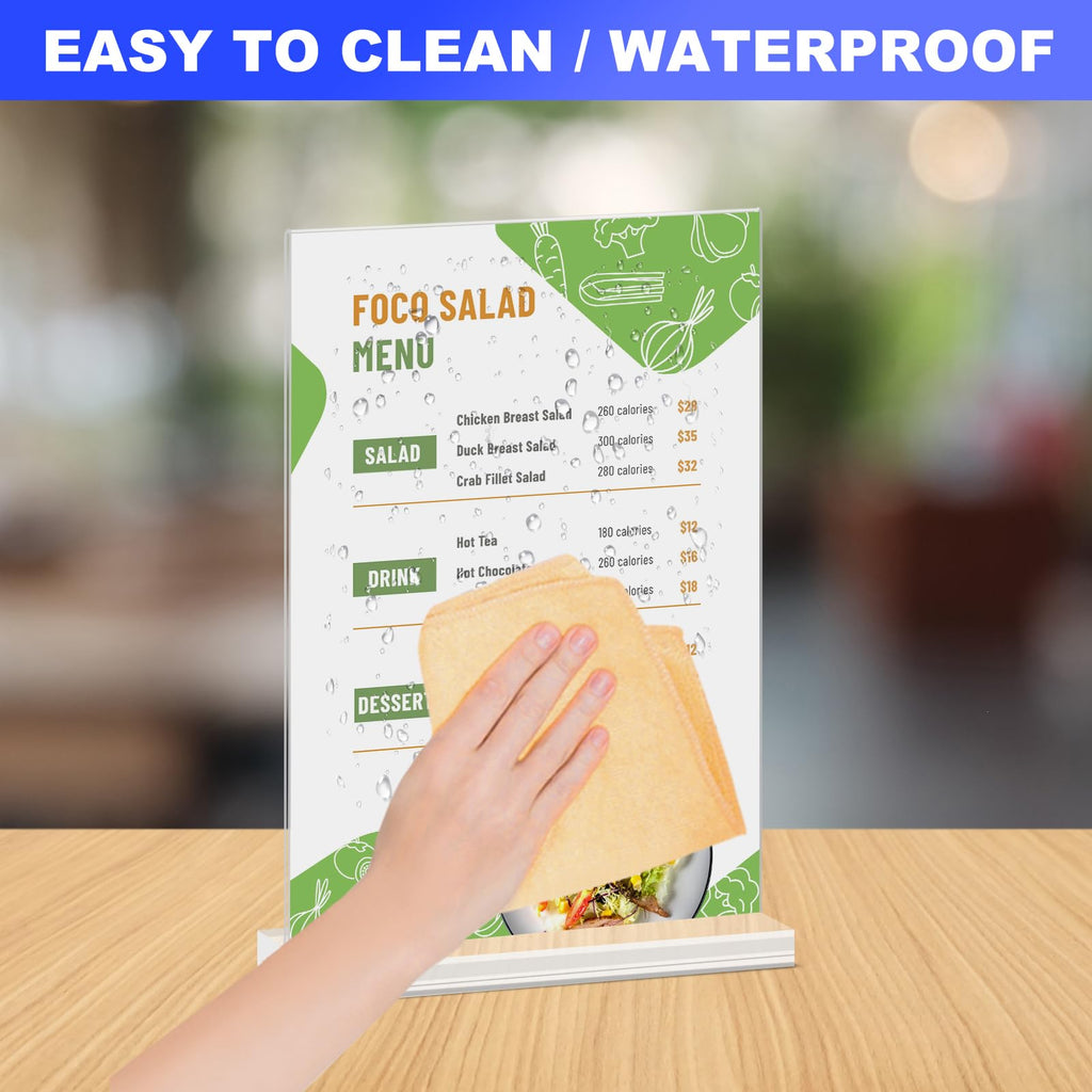 Acrylic Sign Holder 5x7 Inches 6 Packs, Double Sided Display Stand, Table Top Paper Holder, Vertical Menu Flyer Stand, Plastic Frame for Stores, Restaurants, Hotels, Office - Clear