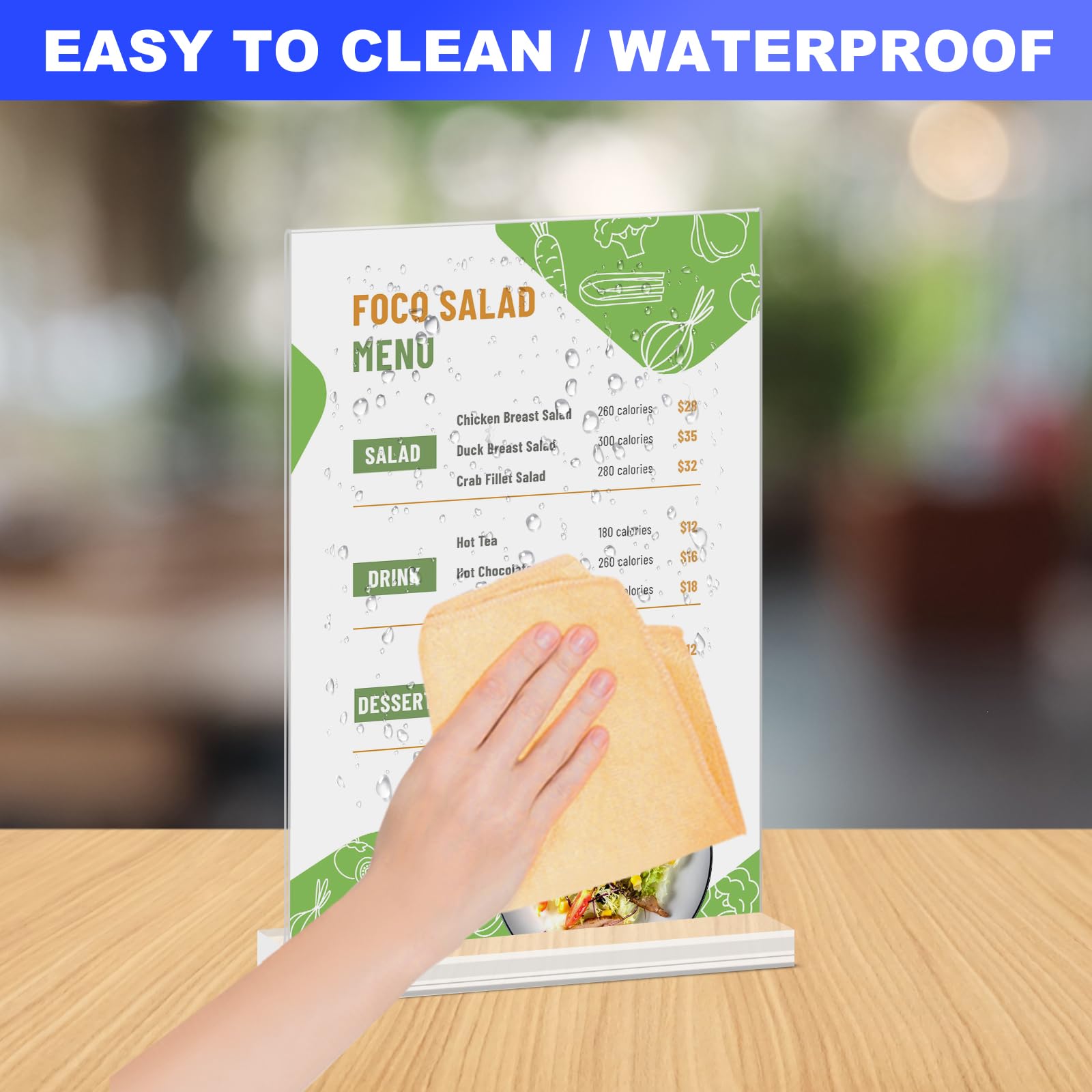 Acrylic Sign Holder 5x7 Inches 6 Packs, Double Sided Display Stand, Table Top Paper Holder, Vertical Menu Flyer Stand, Plastic Frame for Stores, Restaurants, Hotels, Office - Clear