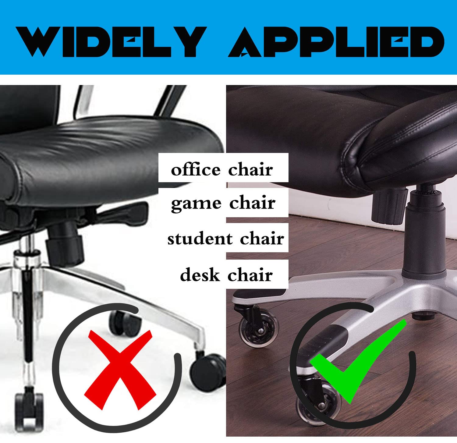 3 inch Office Chair Wheels, 11x22mm Chair Caster Wheels, Set of 5 Heavy Duty Office Chair casters for Hardwood Floors and Carpet, Fits 98% (Not Compatible with IKEA Chairs)