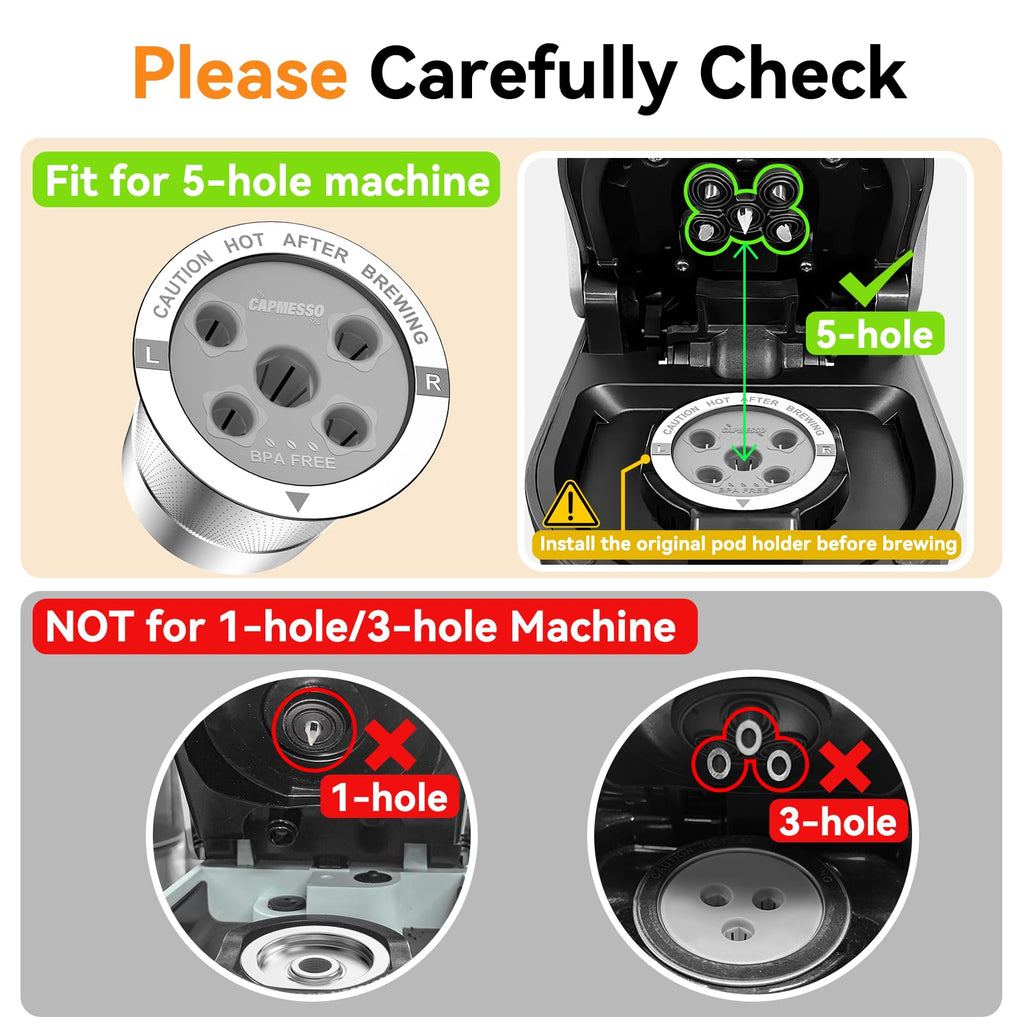 CAPMESSO Reusable K Cups for Keurig: 2025 Updated My K Cup Metal Coffee Filter Refillable Coffee Pods with 5 Holes - for K Supreme/K Slim/K-Duo Gen2/K-Brew Chill with MultiStream Technology (2 Pack)