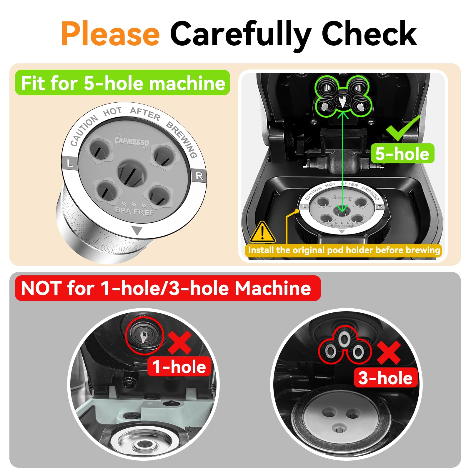 CAPMESSO Reusable K Cups for Keurig: 2025 Updated My K Cup Metal Coffee Filter Refillable Coffee Pods with 5 Holes - for K Supreme/K Slim/K-Duo Gen2/K-Brew Chill with MultiStream Technology (2 Pack)