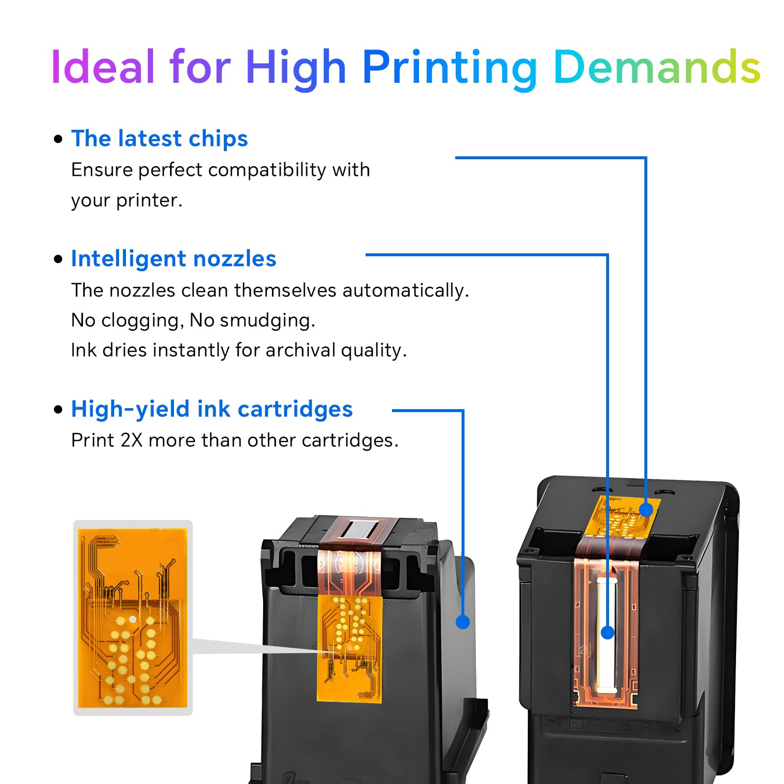 61XL Use for HP 61 Ink Cartridges 61 XL Printer Ink Compatible for HP Envy 4500 4502 5530 Officejet 4630 4635 Deskjet 1000 1010 1512 Color Printers Black & Color 2-Pack