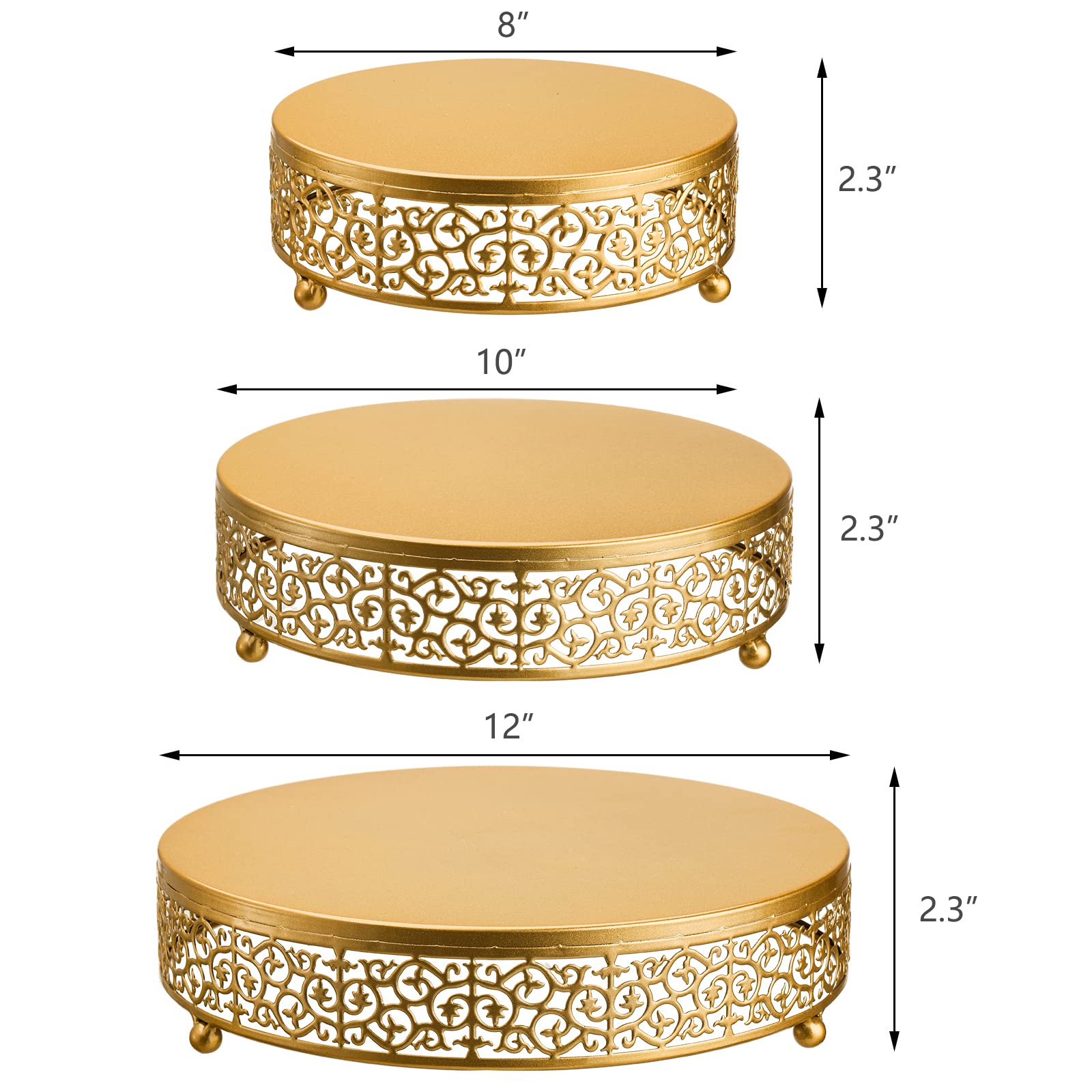 Hedume 3 Pack Cake Stands, Metal Cake Stands, Dessert Display Cupcake Stands, Cupcake Pastry Candy Display Plate for Wedding, Event, Birthday Party