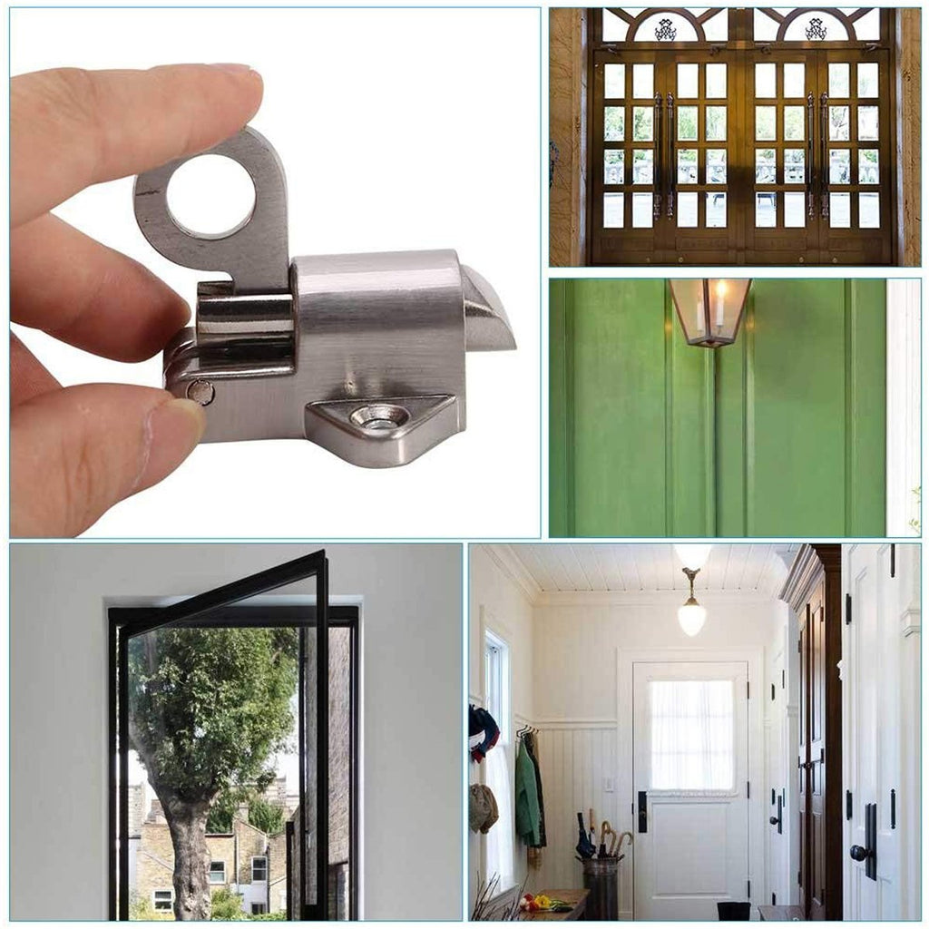 Latch Lock, Zinc Alloy Security Pull Spring Bounce Door Bolt for Window Shed Gate Toilet Bedroom