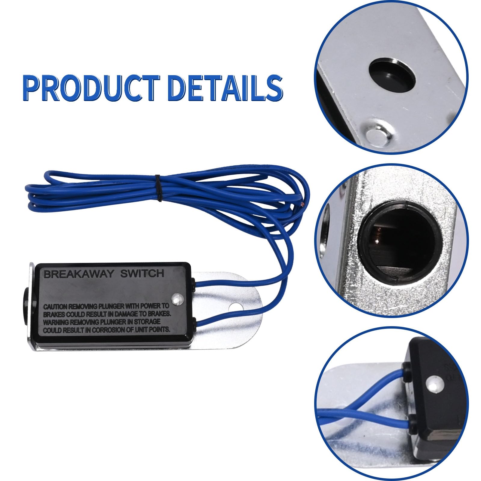 EATAKWARD Trailer Breakaway Switch, 4ft Breakaway Coiled Cable Kit with Electric Trailer Brake Switch Control Fit for RV Towing Trailers(4ft)