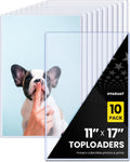 HYARUAT 11 x 17 Rigid Clear Toploaders - Durable PVC Document Protectors, Plastic Sleeves for Photos, Larger Art Prints, and Menu Covers, 10 Pack