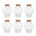 Magic Season Decorative Glass Bottles with Cork Stoppers (80 ml Heart-Shaped Bottles / 6 Pcs)