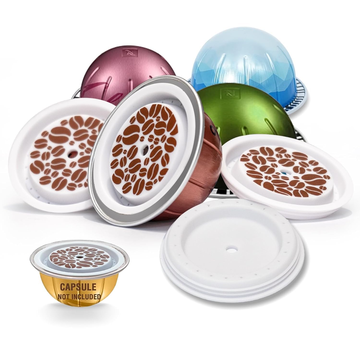SWEETDEER Reusable Vertuo Lids, 6Pcs Food Grade Silicon for Reusable Vertuo Pod, Refillable Vertuo Pods,Compatible with VERTUO (No Capsule)