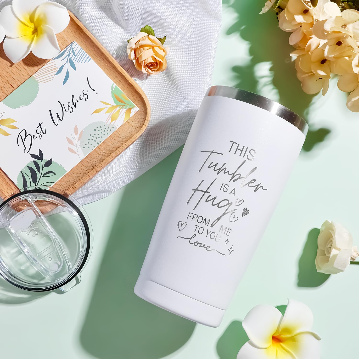 Birthday Gifts for Women, Gift Basket Set for Friends, Mom, Sister, Coworker, Wife, Girlfriend, Gift Ideas for Mothers Day, Valentines Day, 20 oz Stainless Steel Tumbler