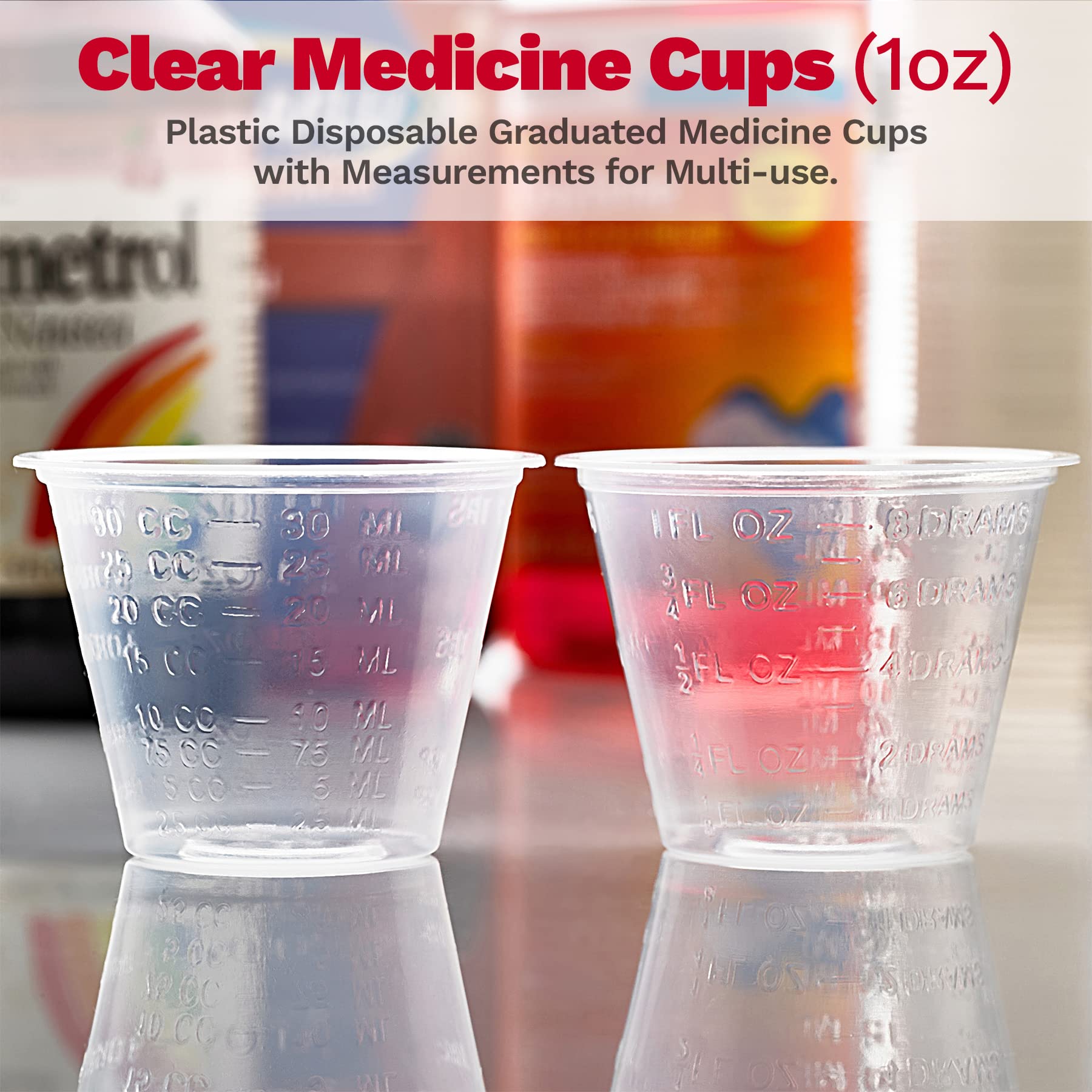 Clear Medicine Cups (1oz) - Pack of 500 - Plastic Disposable Graduated Medicine Cups with Measurements for Accurate Dosage for Medication Mixing Arts & Crafts Mouthwash and More