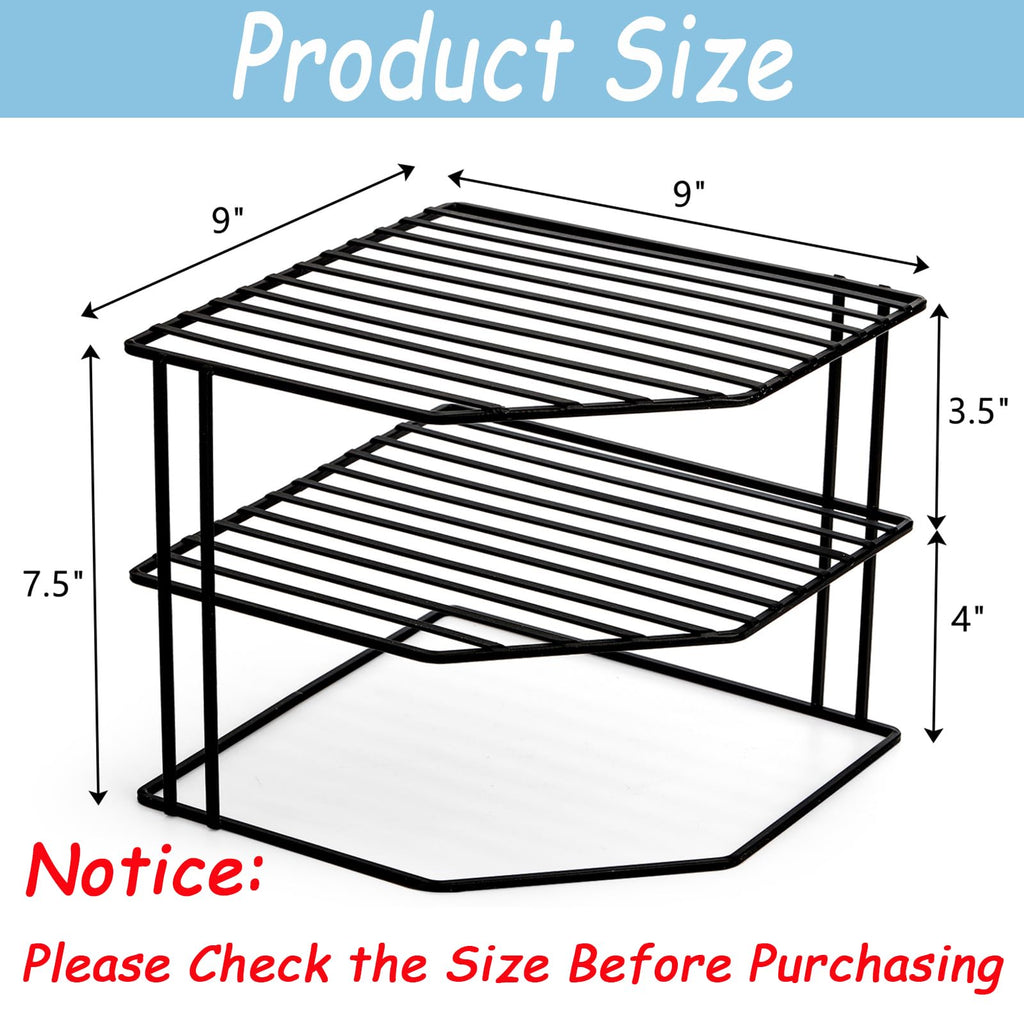 Frcctre 3-Tier Kitchen Corner Shelf Rack Counter and Cabinet Organizer, 9x9x7.5 Inch Metal Wire Kitchen Counter Pantry Cabinet Organizer and Storage Shelf for Plates, Cups, Dishes
