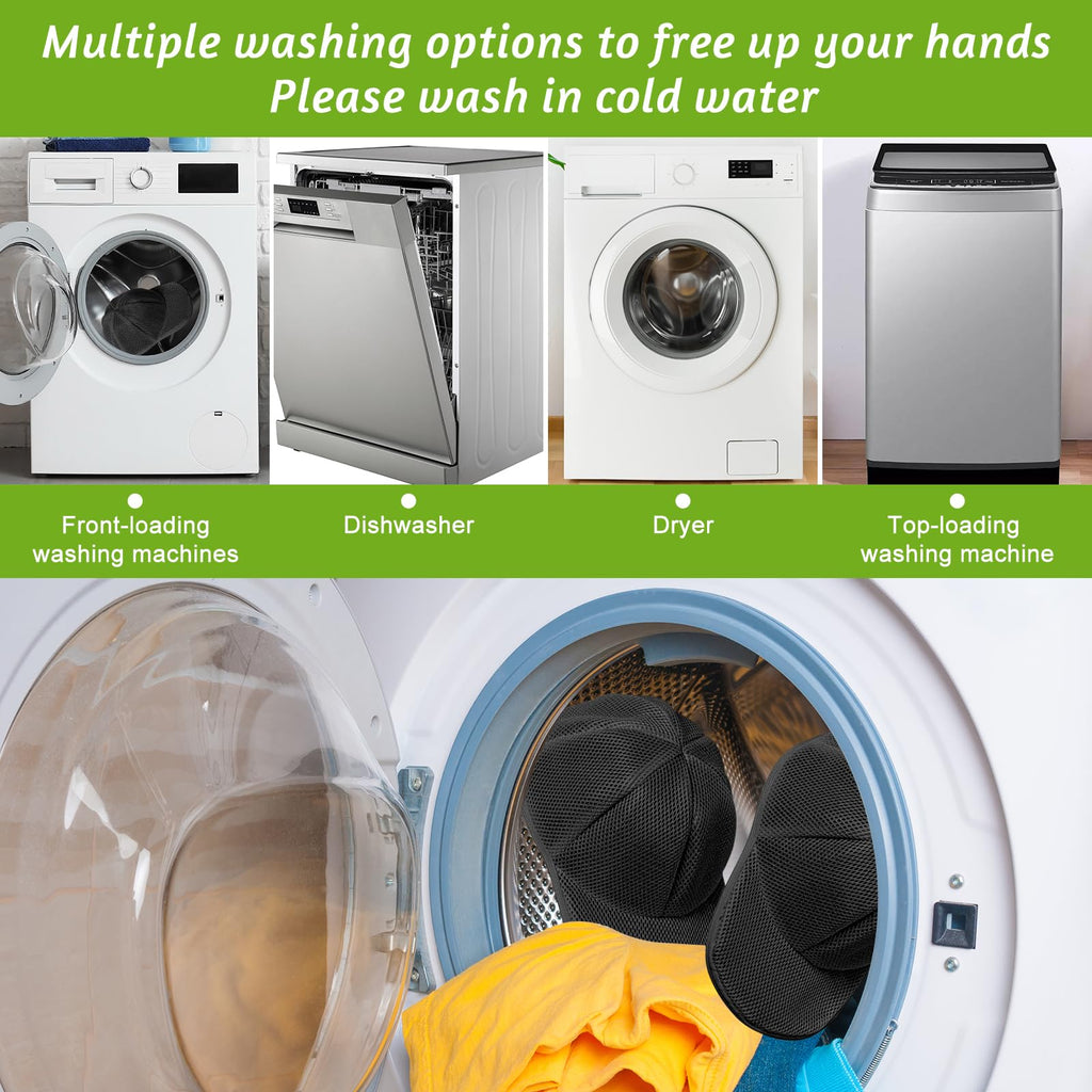 Eiito Hat Washer Cage,Hat Washing Machine with Frame Cage and Hats Washers Bag,Hats Washer for Baseball Caps,Suitable for Adult and Kid'S 2-Pack Black