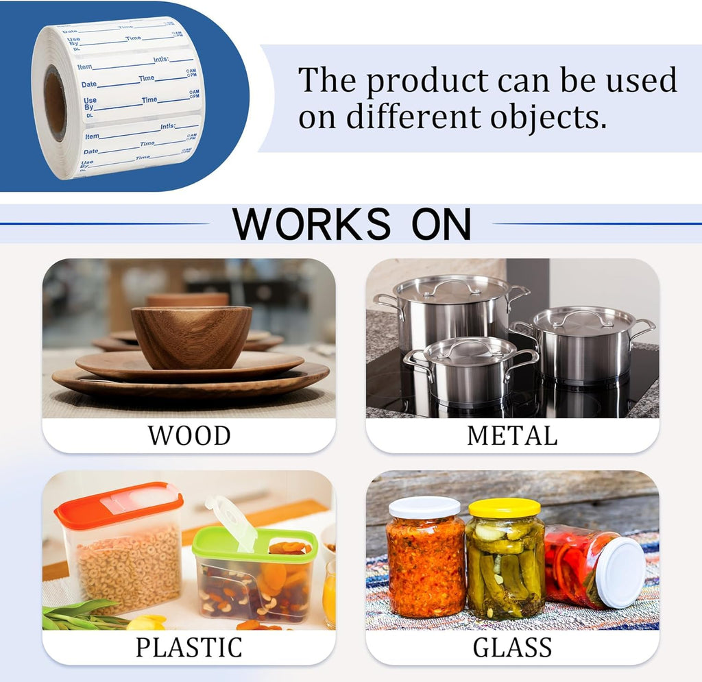L LIKED 1x2 in Dissolvable Food Labels, 600 Pcs Dissolved Freezer Labels for Food Storage Containers, Canning, Jam Jar, Mason Jars, Blue