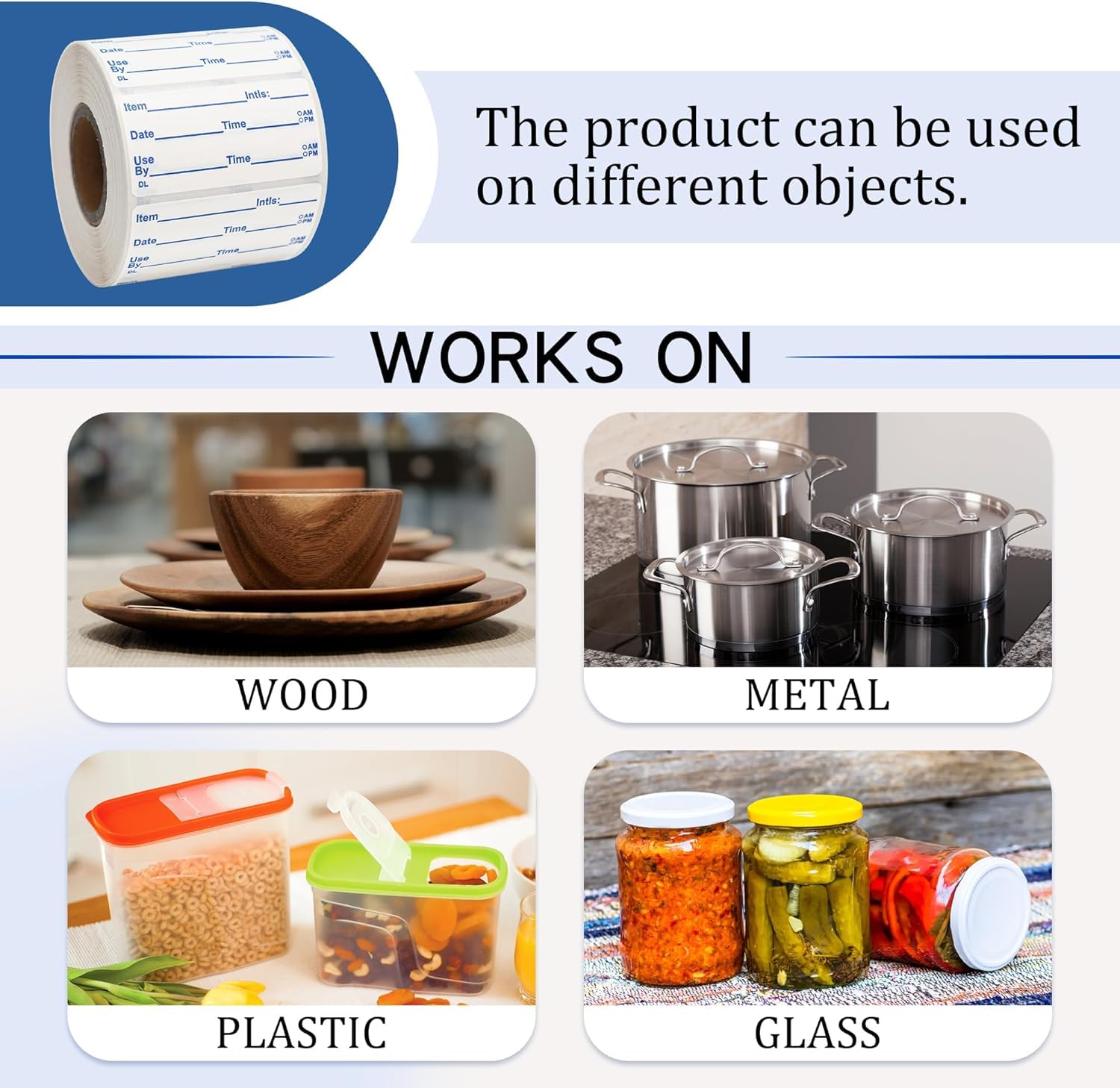 L LIKED 1x2 in Dissolvable Food Labels, 600 Pcs Dissolved Freezer Labels for Food Storage Containers, Canning, Jam Jar, Mason Jars, Blue