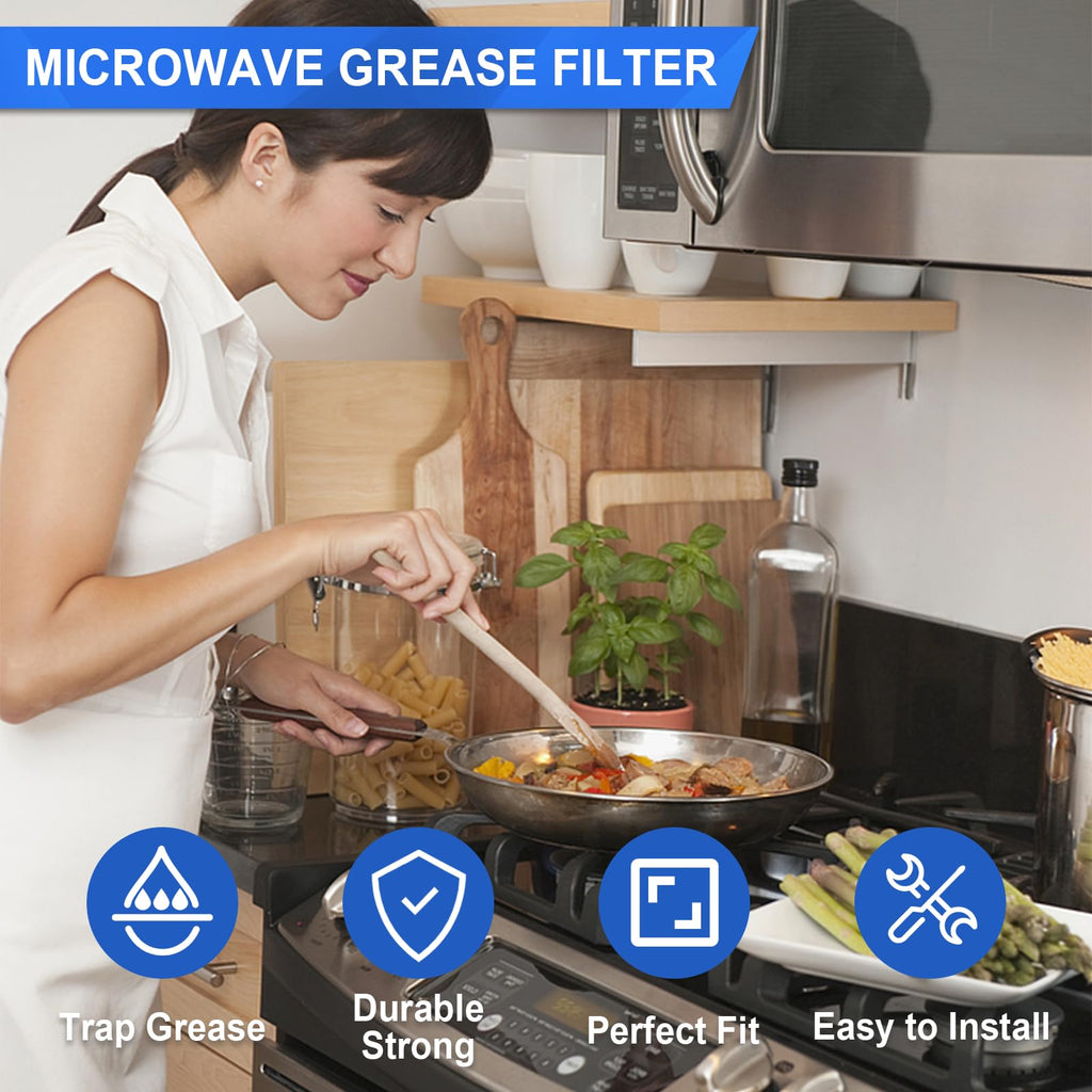 2 PACK W10208631A Microwave Grease Filter Replacement for Whirl-pool W10208631A 5.81 inch x 12.94 inch