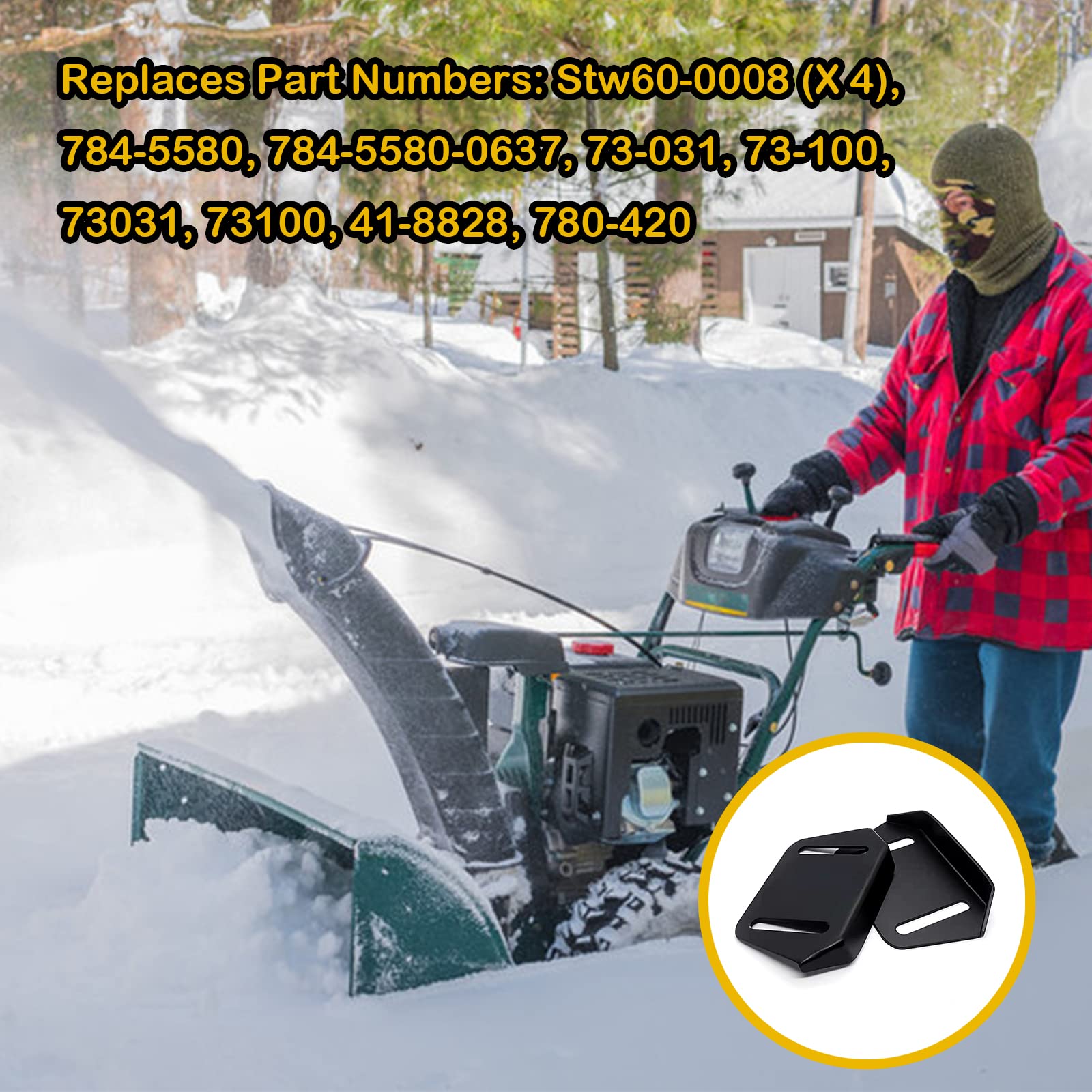 784-5580 784-5580-0637 Snow Thrower Slide Shoes Skids for MTD Snow Blower Replacement Parts 41-8828 780-420 73-031(2PCS)