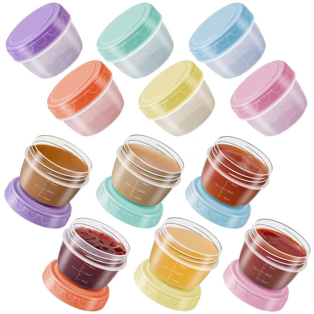 Onilife 12 Pack 2.7 OZ Small Containers with Lids, Salad Dressing Container to Go, Dishwasher Microwave Safe Tiny Condiment Sauce Containers for Lunch Box, Leakproof Freezer Food Containers Jars