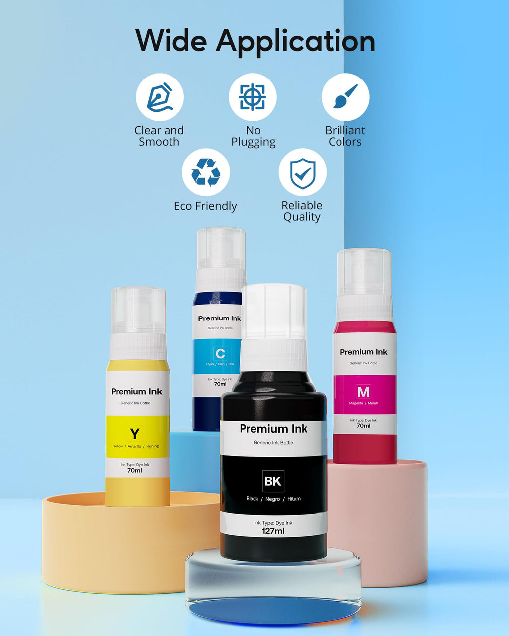 CEEBOO Compatible Ink Bottle Replacement for Epson 502 (Not Sublimation Ink) , Use for ET-2850 ET-3830 ET-3850 ET-2760 ET-3760 ET-15000 Printer, Black, Cyan, Magenta, Yellow,(4 Bottles)