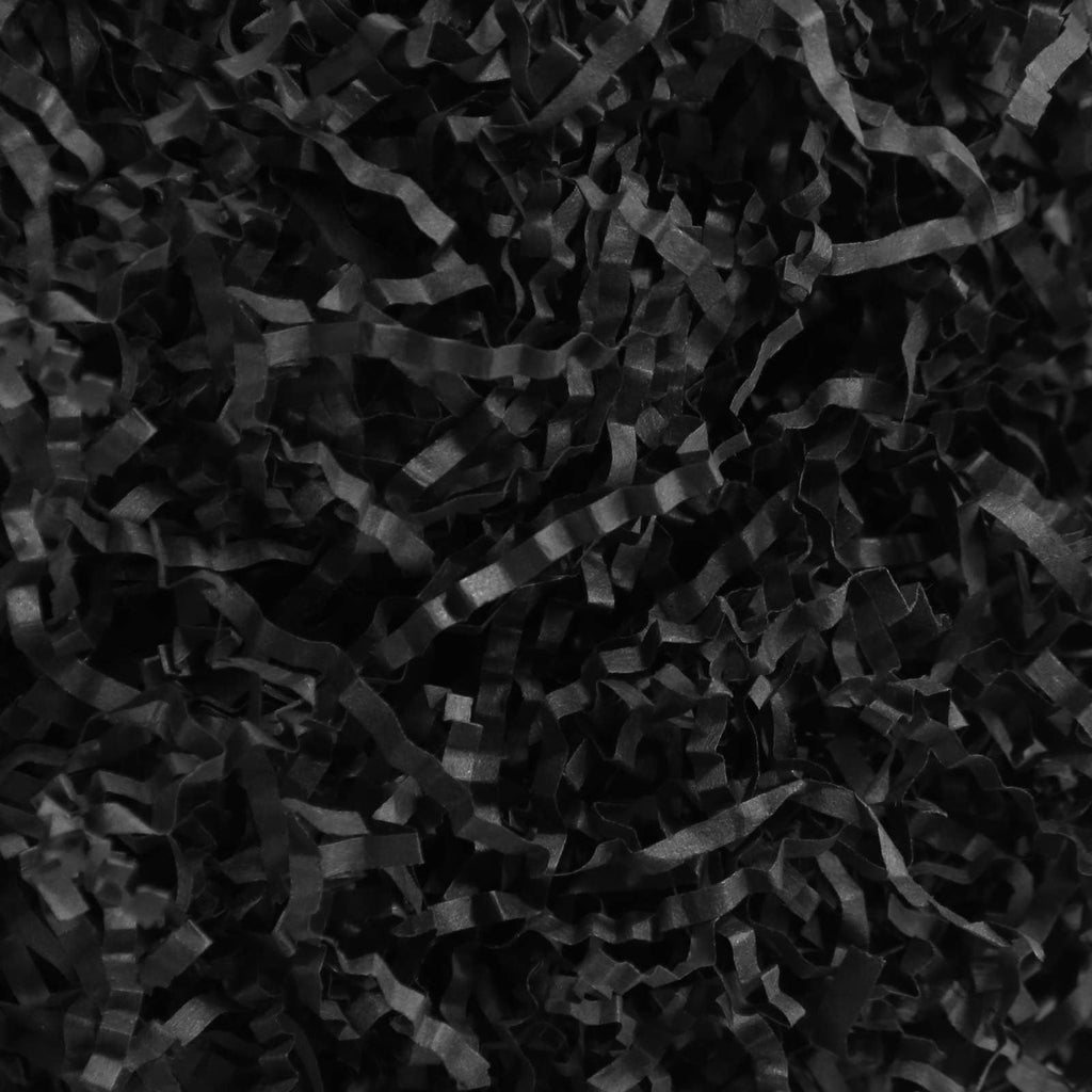Sunsay 1LB Black Crinkle Cut Paper Shred Filler for Giftbox Wrapping, Crinkle Paper Decoration for Birthdays, Basket Filling (Black)