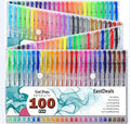 100 Gel Pen Coloring Set - Neon, Fluorescent, Glitter, Metallic, Pastel Gel Pens for Adults - No Duplicates Non Toxic Color Gel Pens