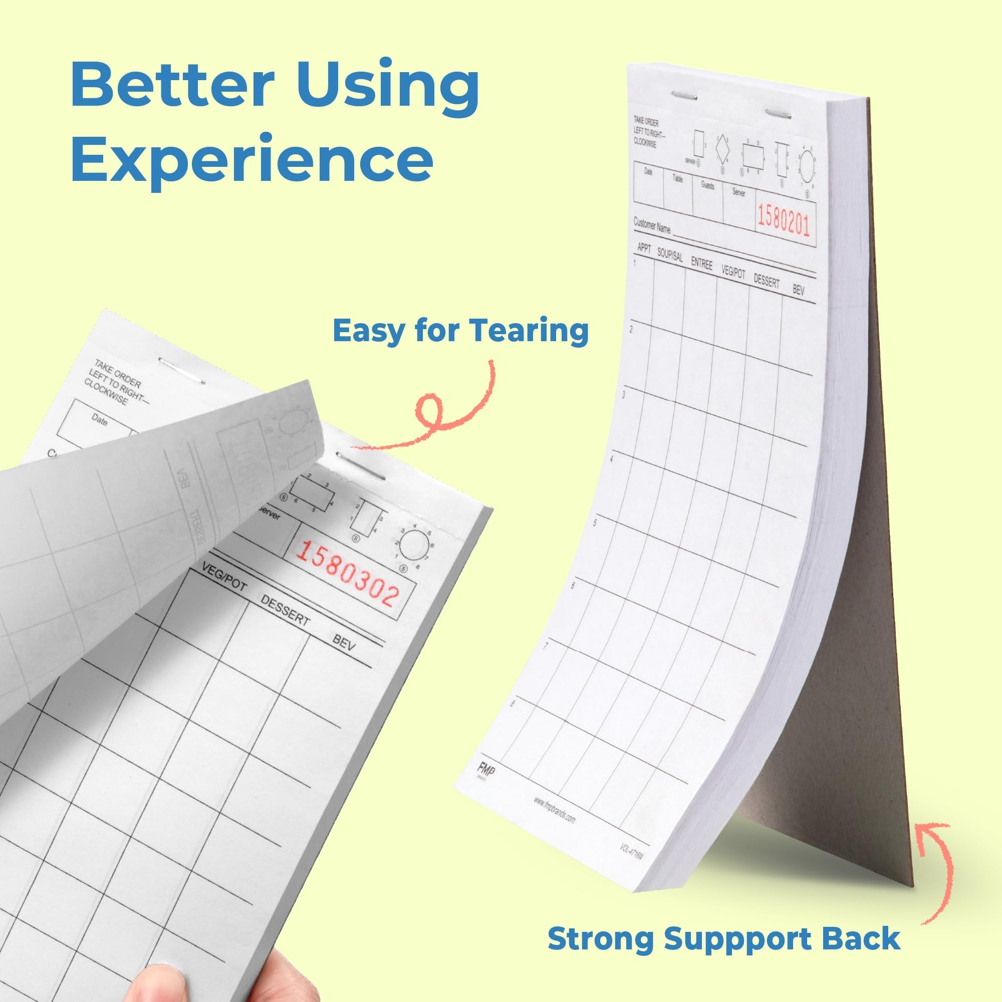 FMP Brands (500 Sheets) Server Note Pads Paper, Guest Check for Servers, Guest Check Pads, Order Pads for Servers, Waitress Notepads, Server Pads for Restaurant, Bar, Cafe, 5 Pads, 100 Sheets/Pad