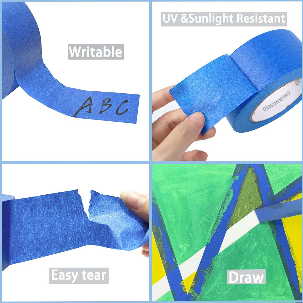 CHUANGSEED 3-Pack Blue Painters Tape 1.88 Inches x 60 Yards Blue Masking Tape Bulk - General Painting Painter's Tape Artisan Grade Wall Trim Tape (Blue)