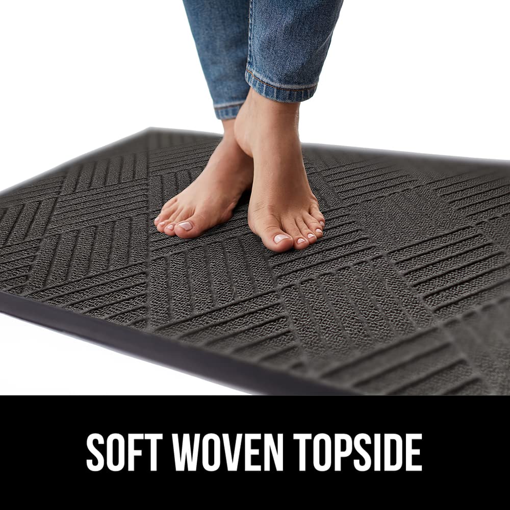 GORILLA GRIP Durable Natural Rubber Door Mat, Waterproof, Low Profile, Heavy Duty Welcome Doormat for Indoor and Outdoor, Easy Clean, Rug Mats for Entry, Patio, Busy Areas, 17x29, Gray Diamond