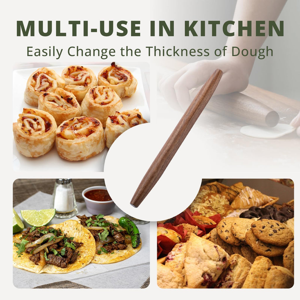 Muso Wood Walnut Rolling Pin for Baking (Walnut 15-3/4 Inch)